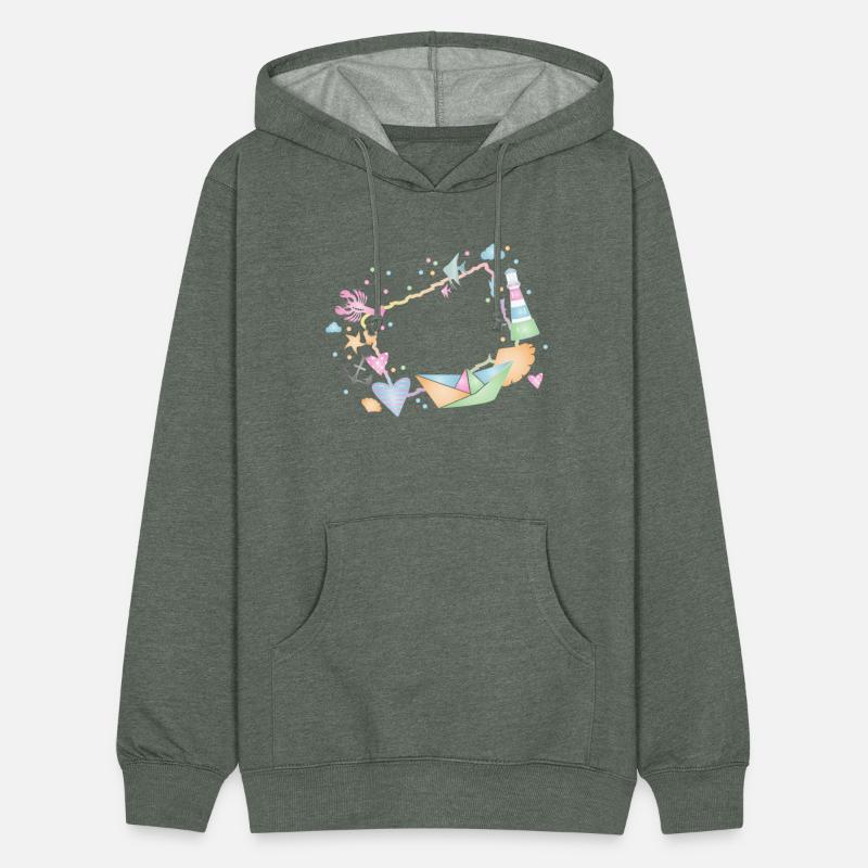 Maritime frame made of colorful sea shells