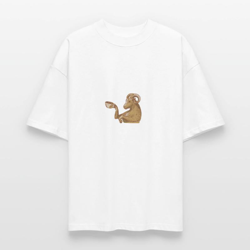 Ram Goat Drinking Coffee Drawing