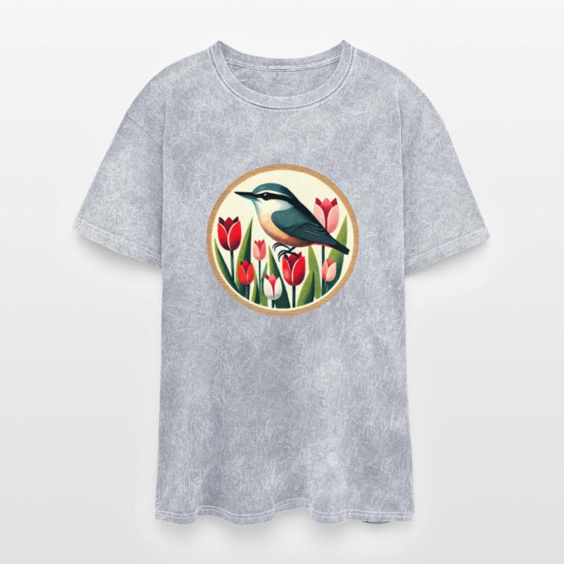 Spring Nuthatch & Tulips