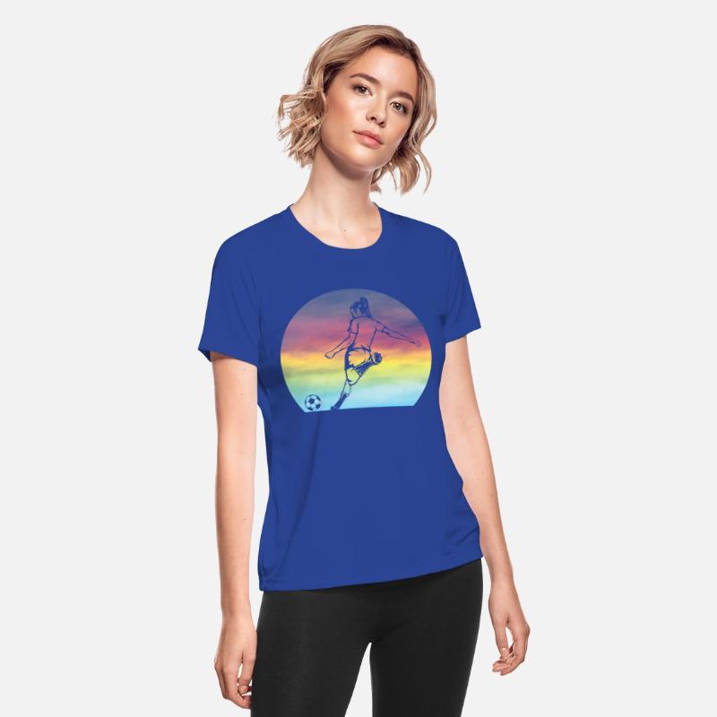 Women's Soccer Silhouette Retro Sunset Girls