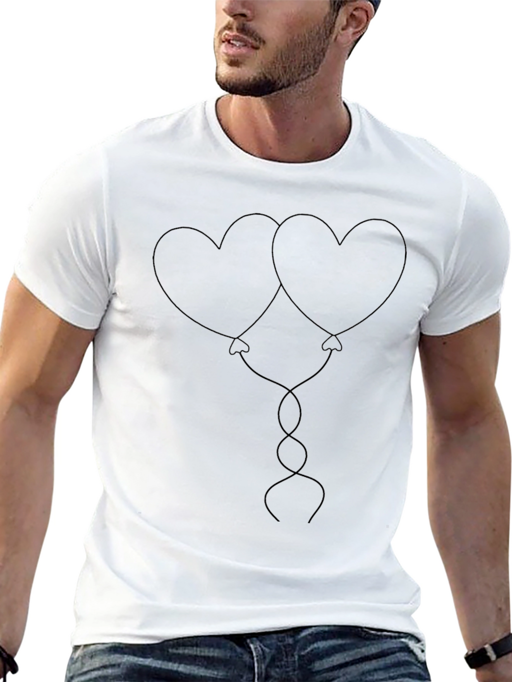 Heart Balloons Graphic Tee - Black