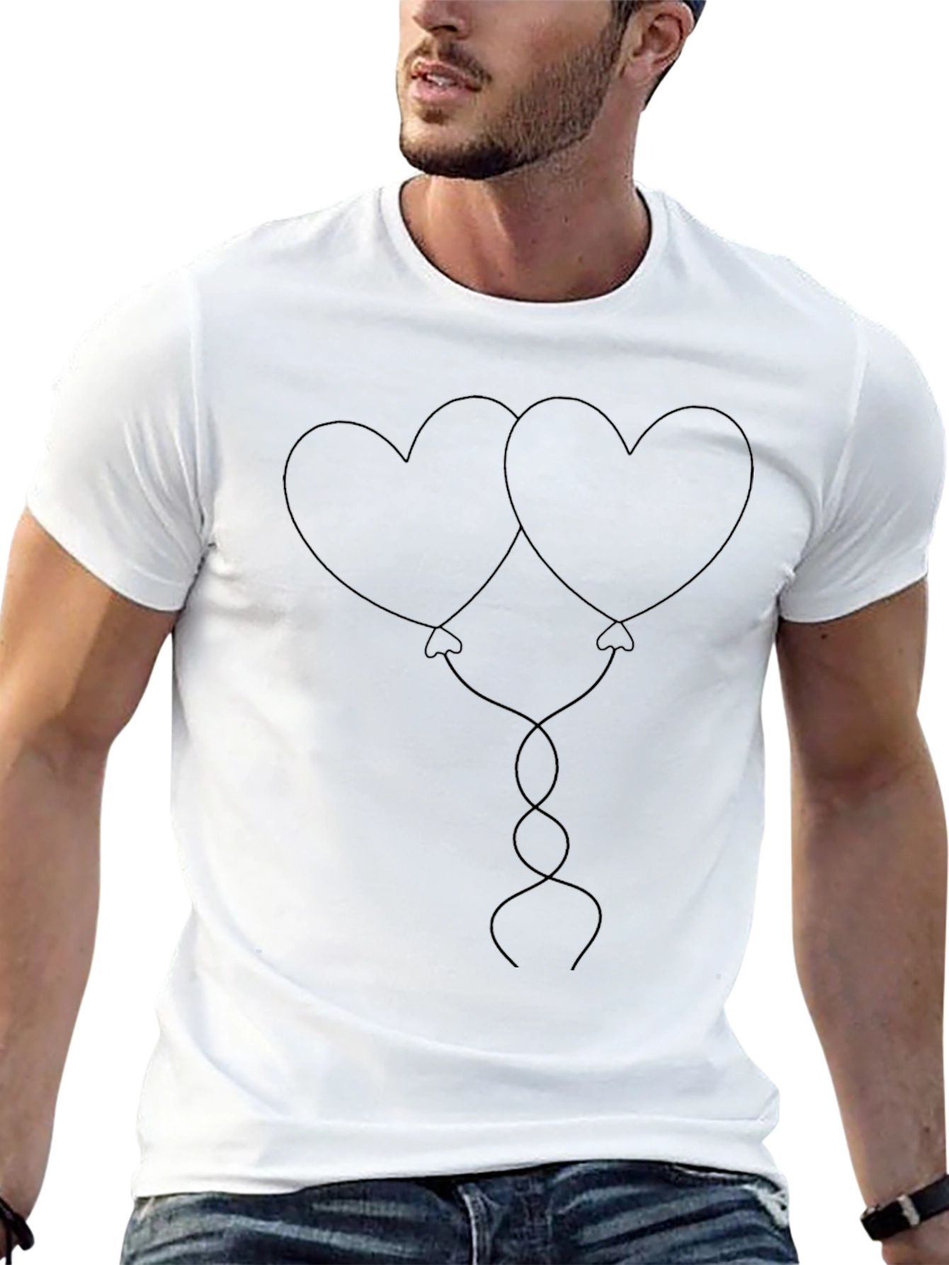 Heart Balloons Graphic Tee - Black