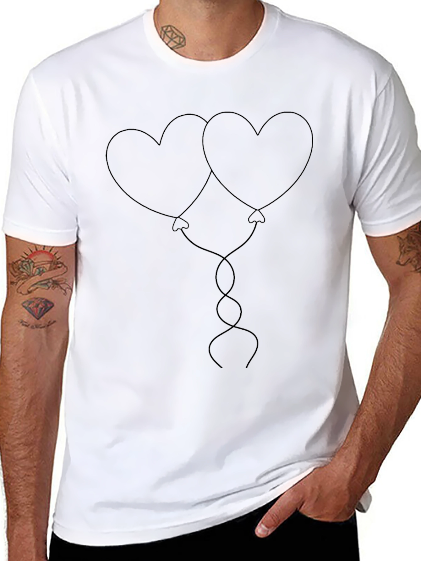 Heart Balloons Graphic Tee - Black