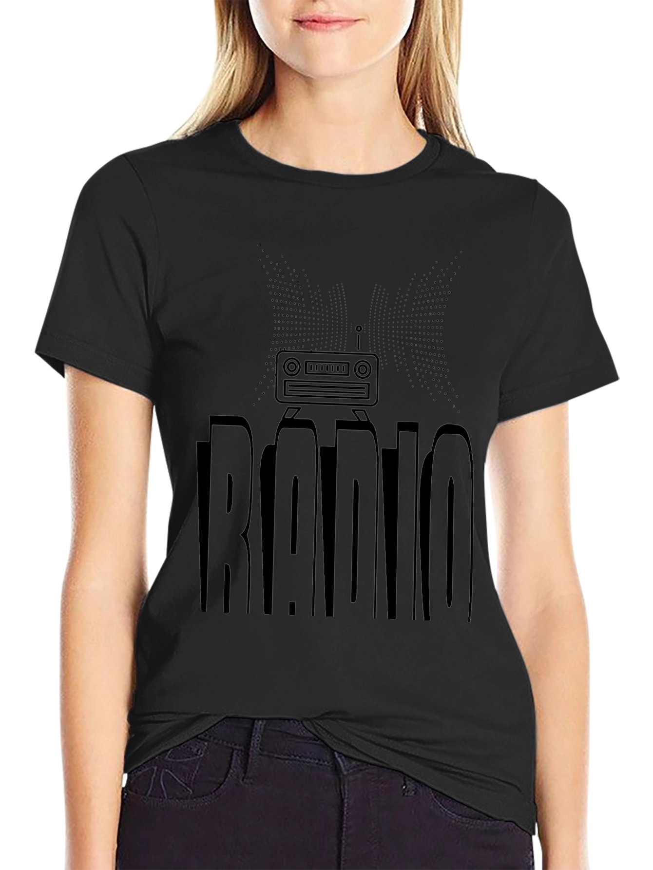 Radio Graphic Black T-Shirt - Vintage Style
