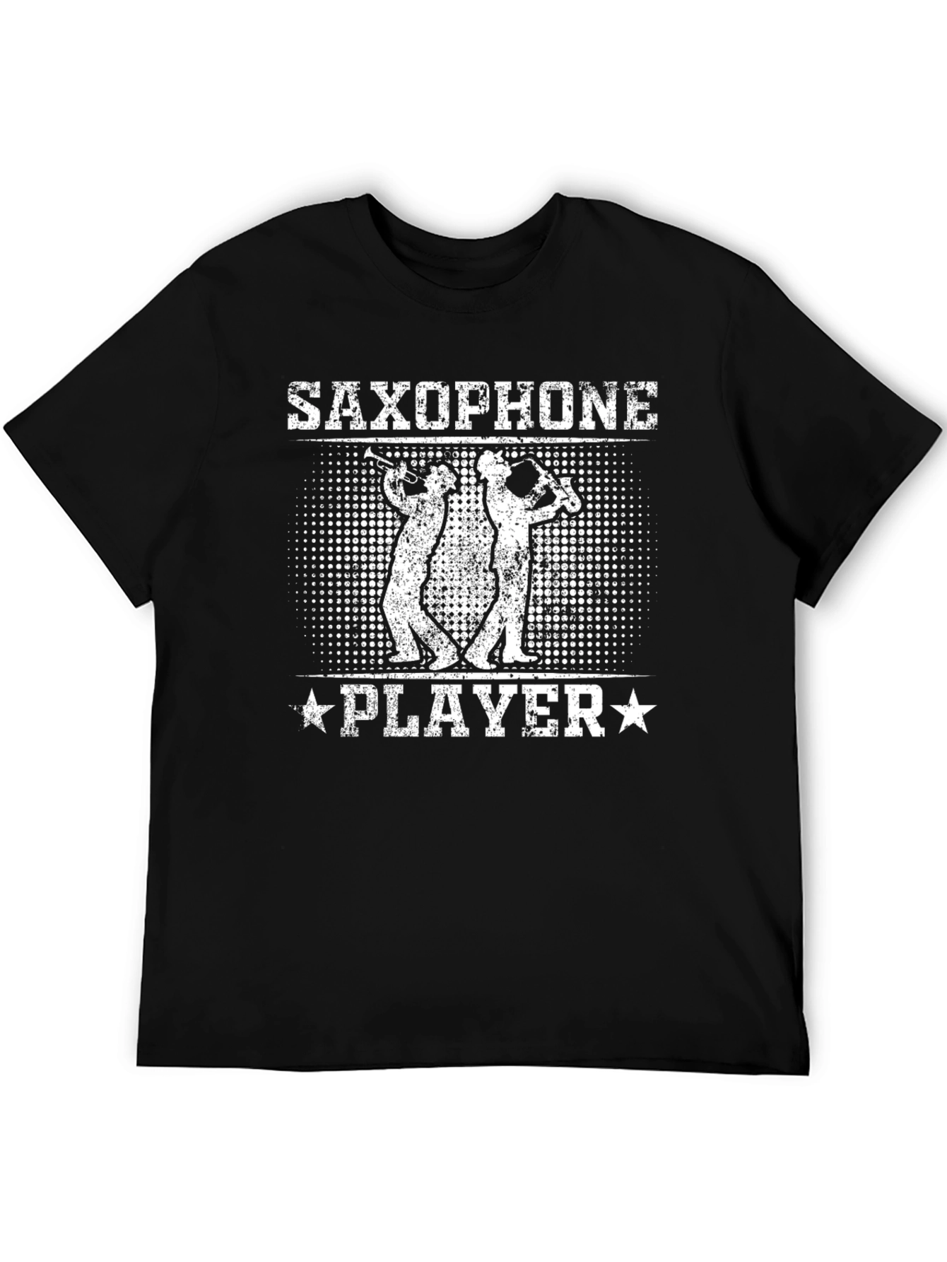 Saxophone Player Graphic Tee - Black Cotton T-Shirt