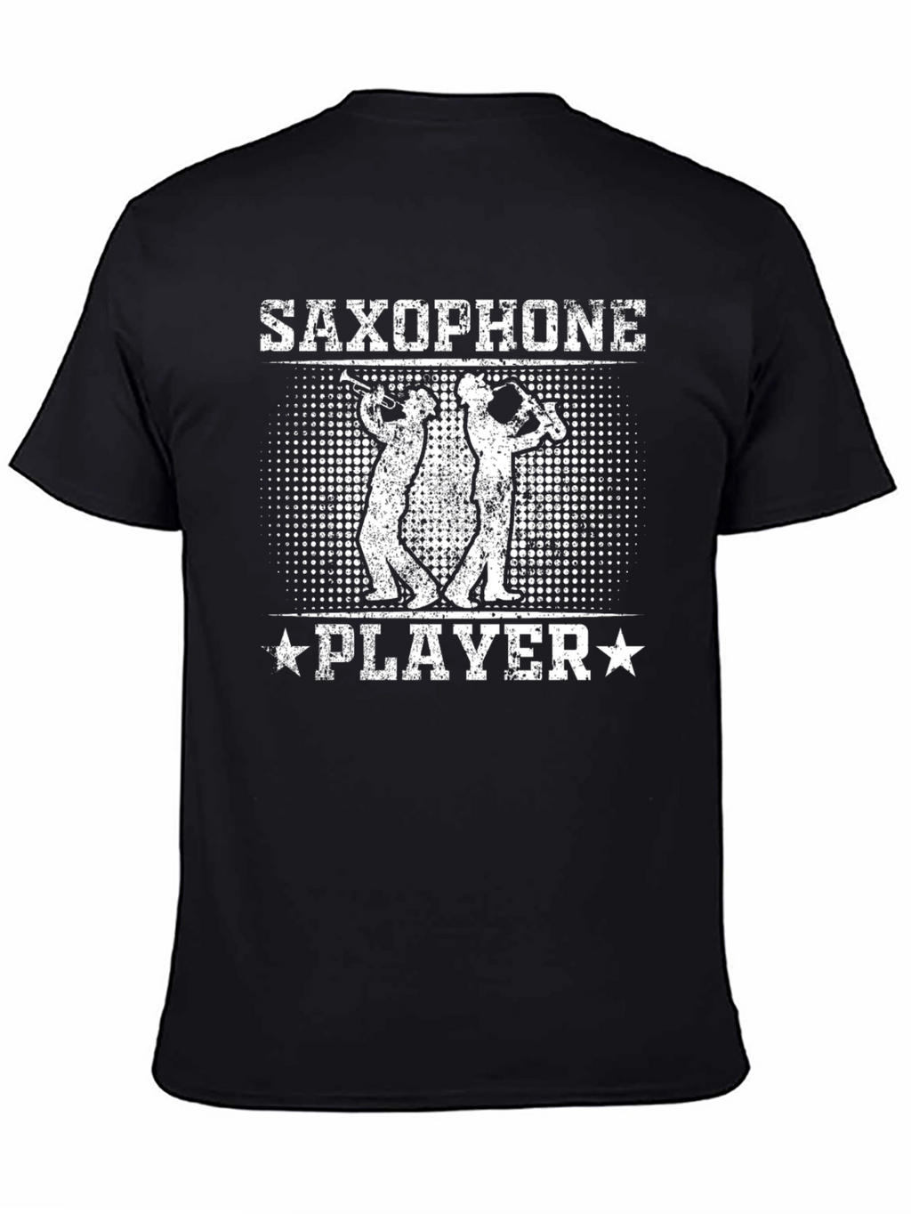 Saxophone Player Graphic Tee - Black Cotton T-Shirt