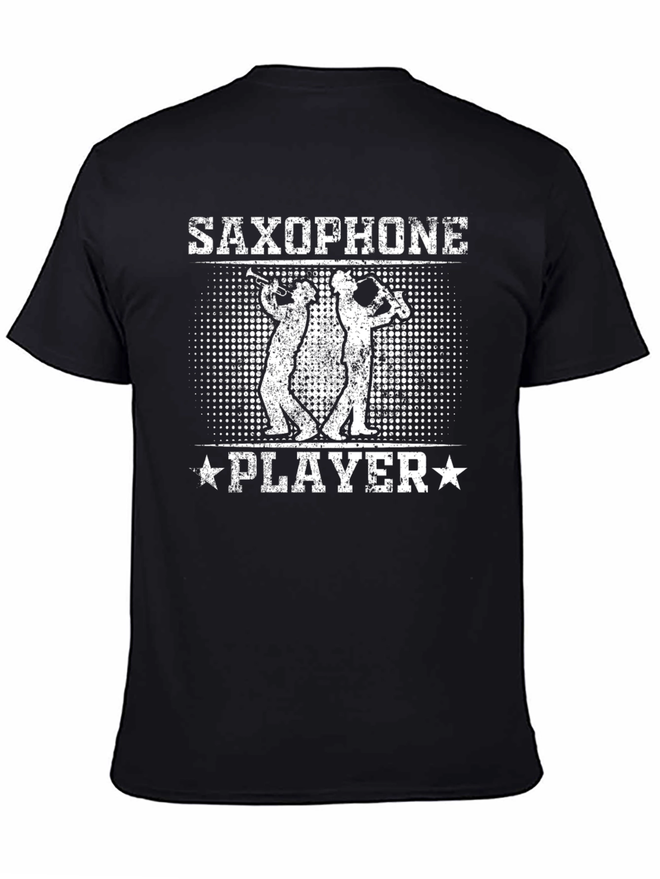 Saxophone Player Graphic Tee - Black Cotton T-Shirt