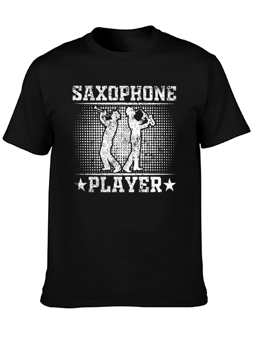 Saxophone Player Graphic Tee - Black Cotton T-Shirt