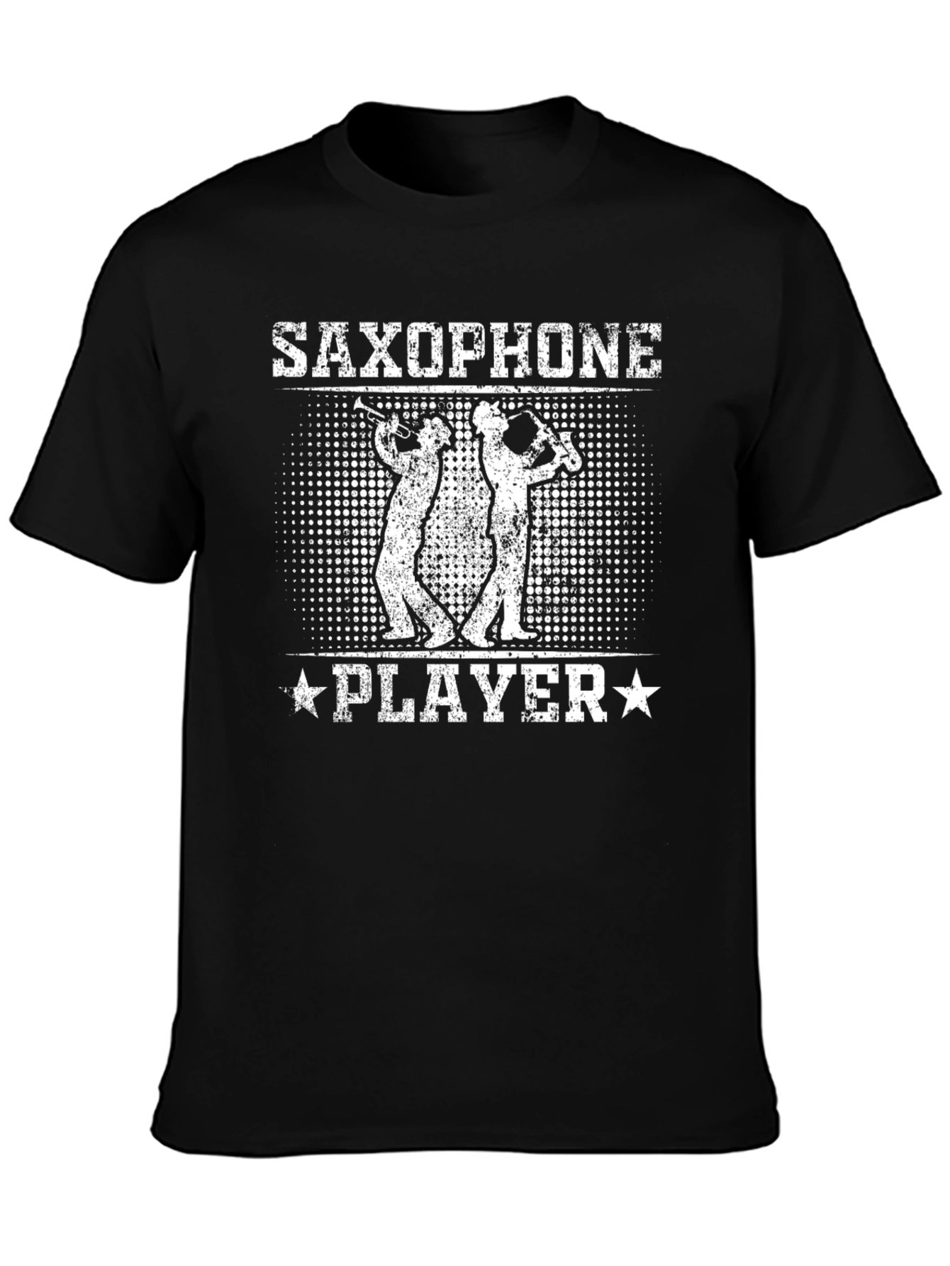 Saxophone Player Graphic Tee - Black Cotton T-Shirt