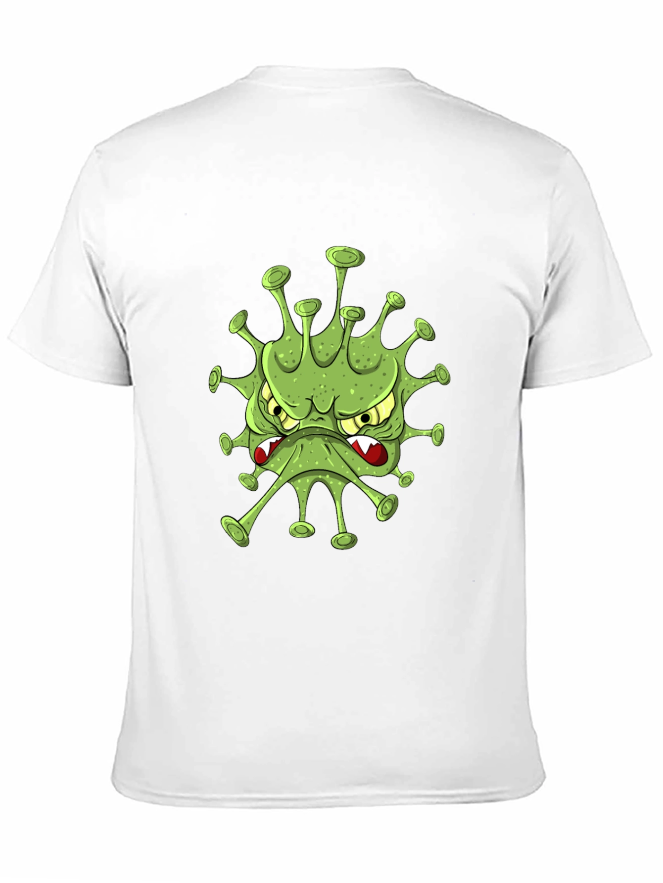 Mens Black T-Shirt with Cartoon Virus Design