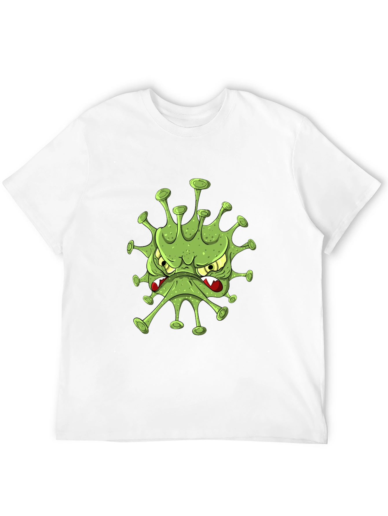 Mens Black T-Shirt with Cartoon Virus Design
