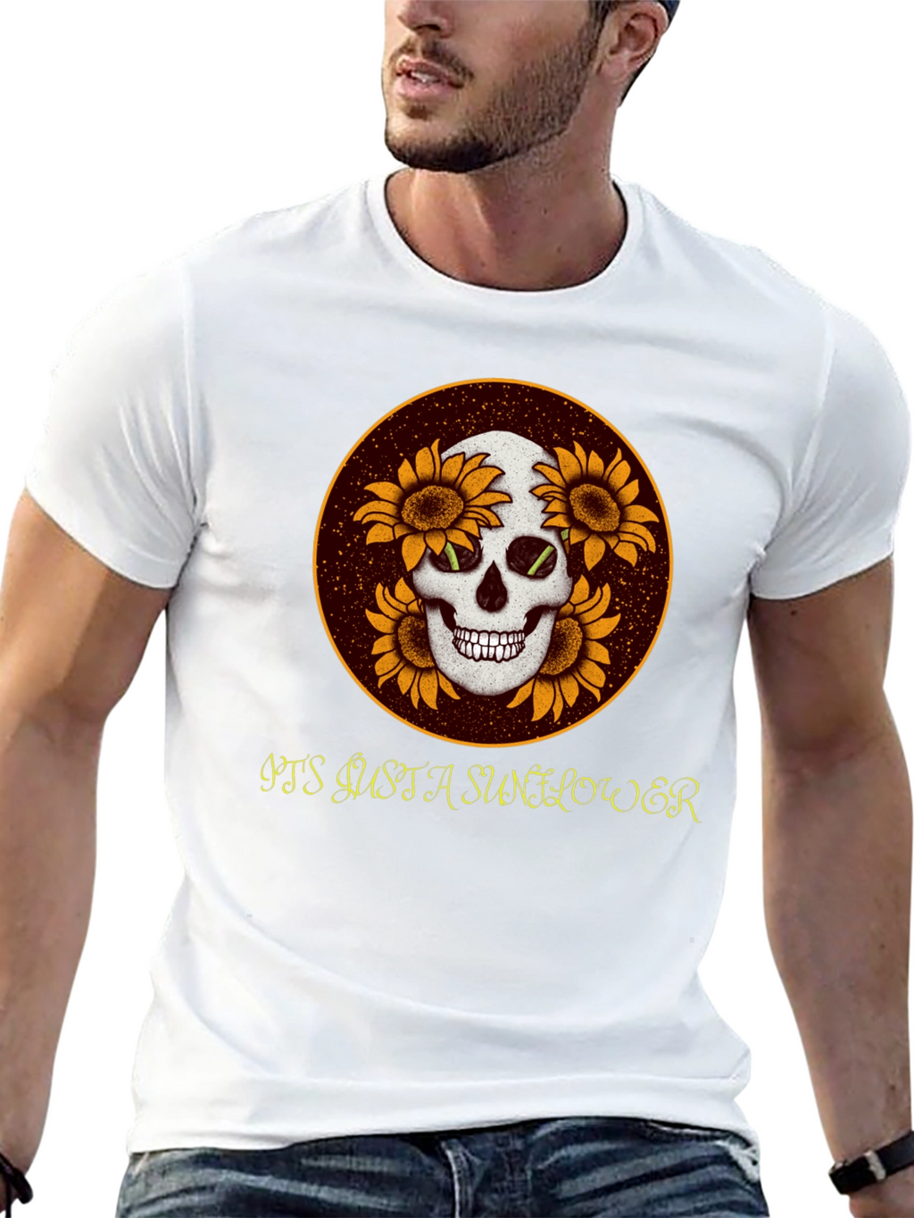 Skull & Sunflower Graphic Tee - Unique Casual Wear