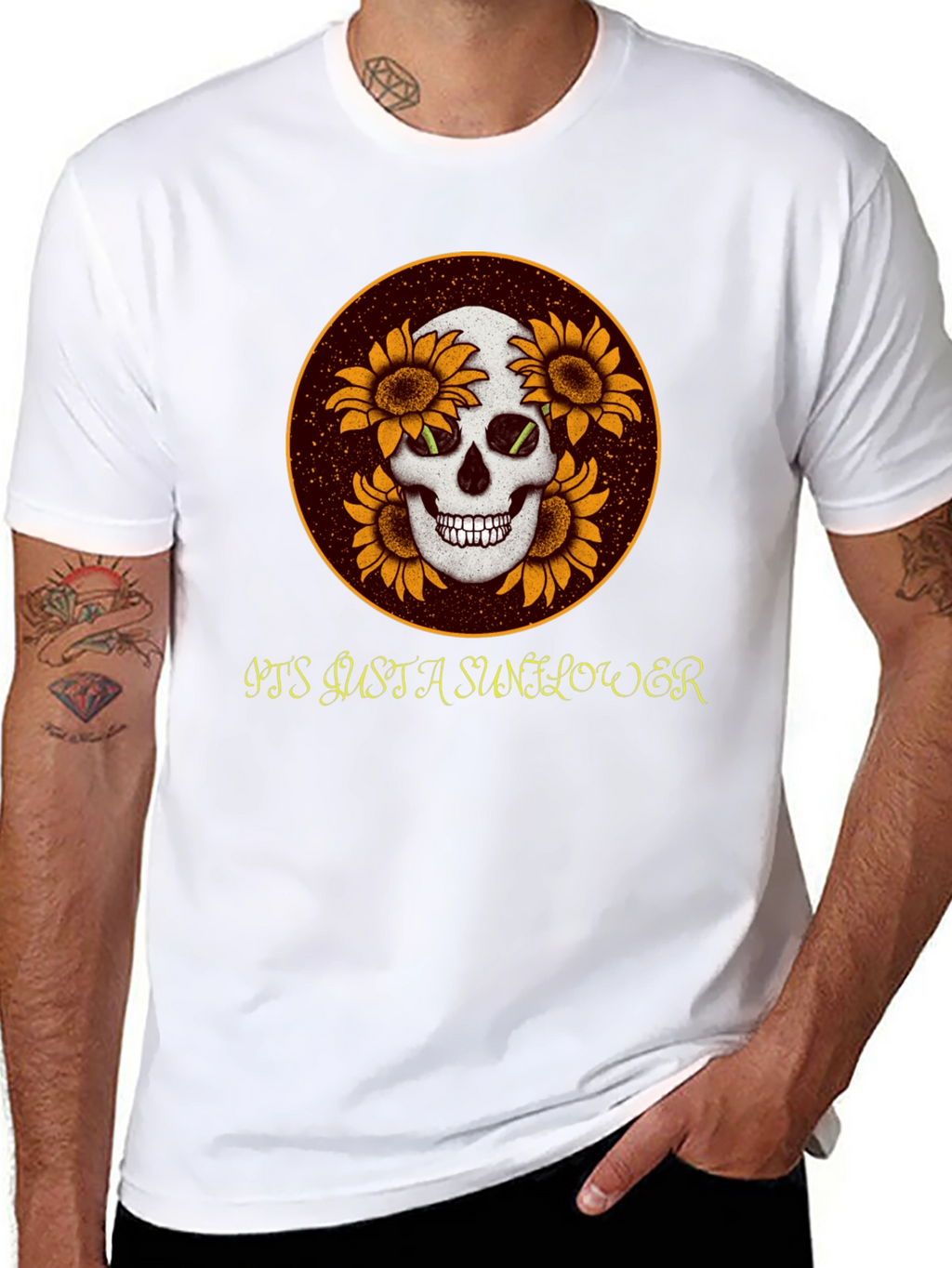 Skull & Sunflower Graphic Tee - Unique Casual Wear