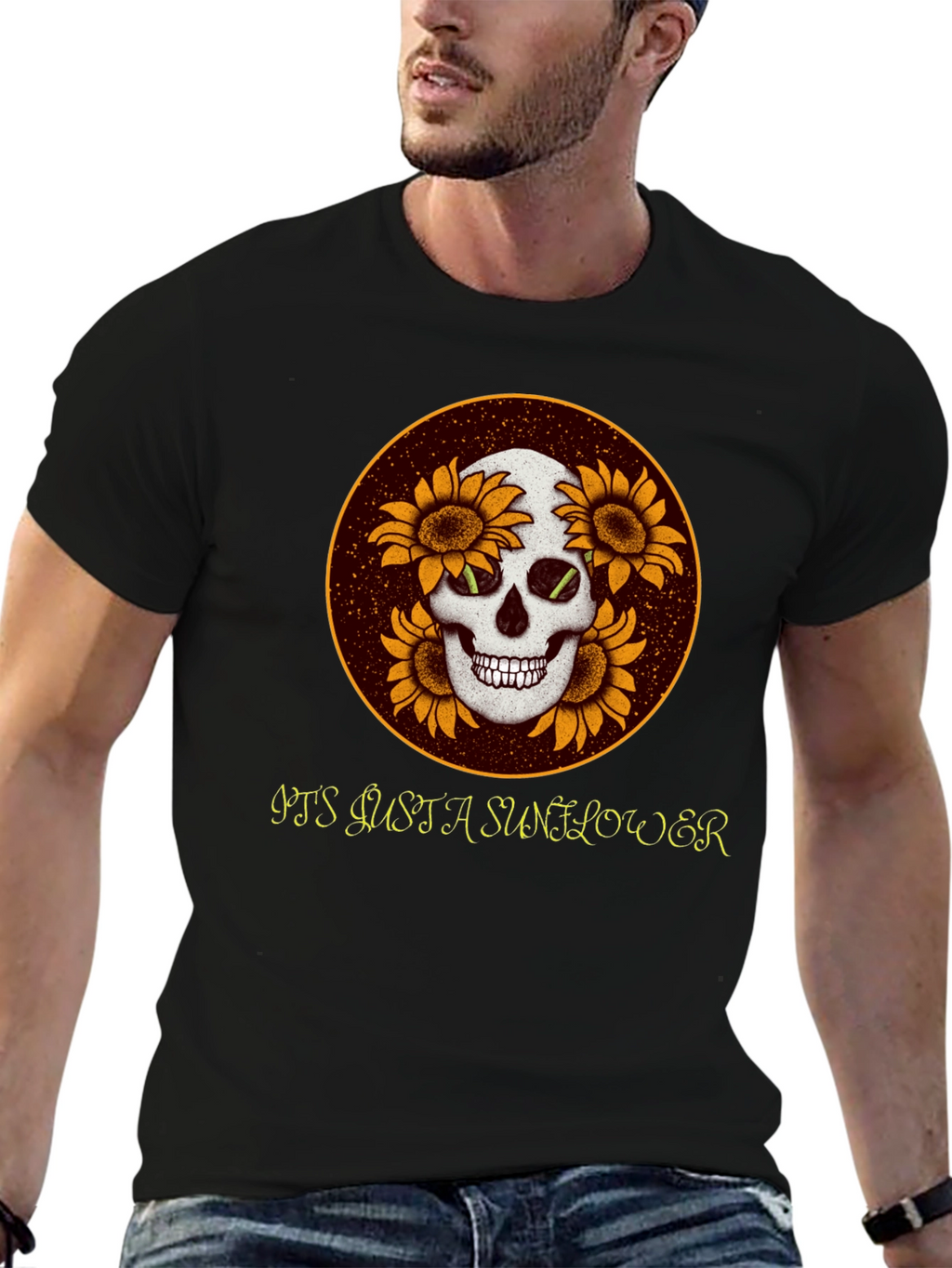 Skull & Sunflower Graphic Tee - Unique Casual Wear
