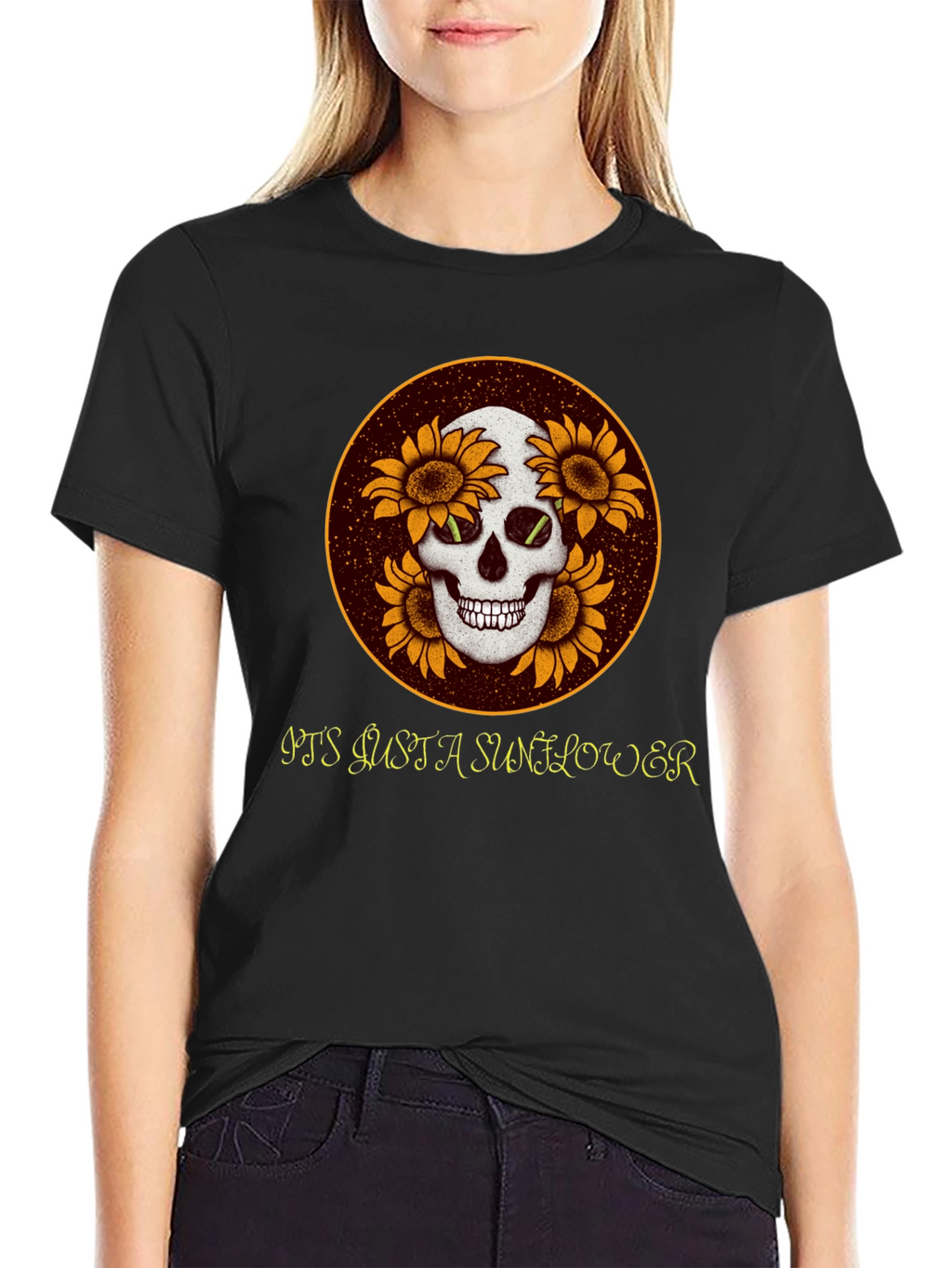 Skull & Sunflower Graphic Tee - Unique Casual Wear