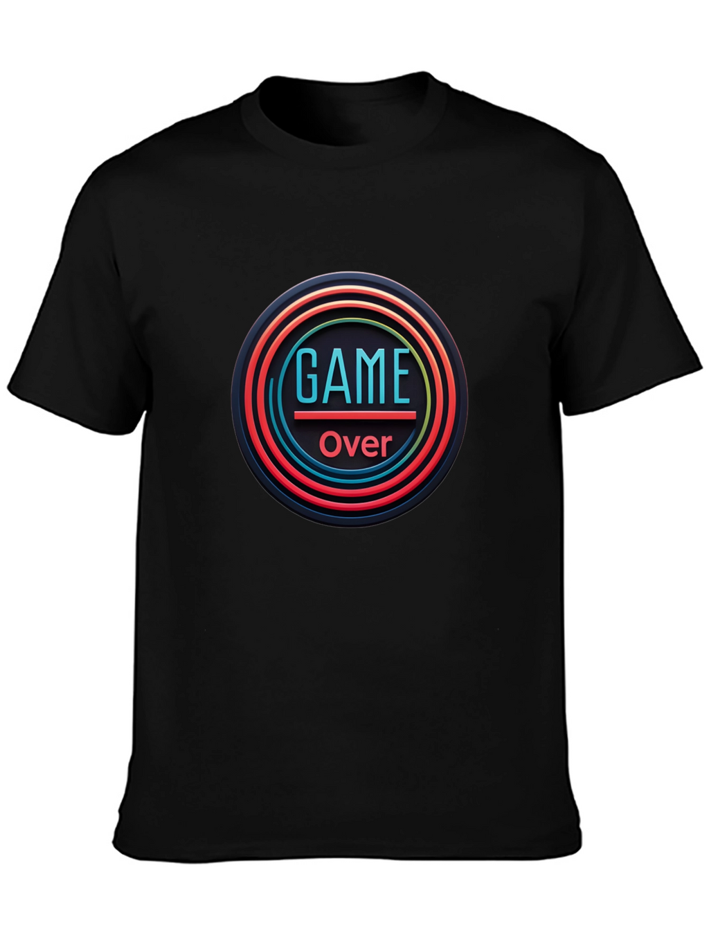 Game Over Graphic Print Black T-Shirt