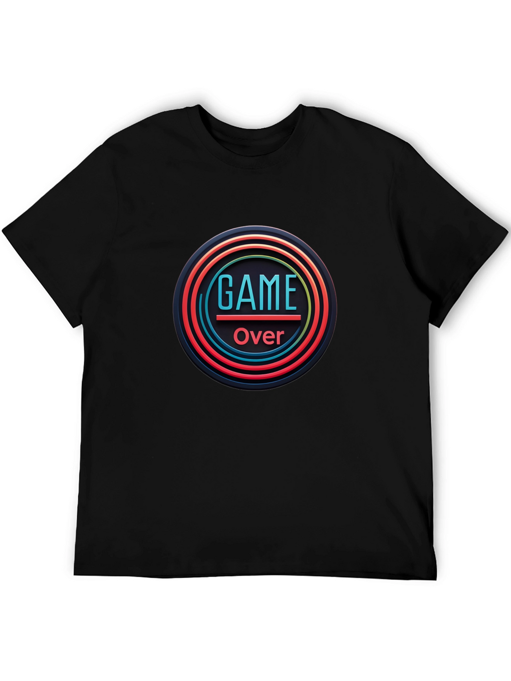 Game Over Graphic Print Black T-Shirt