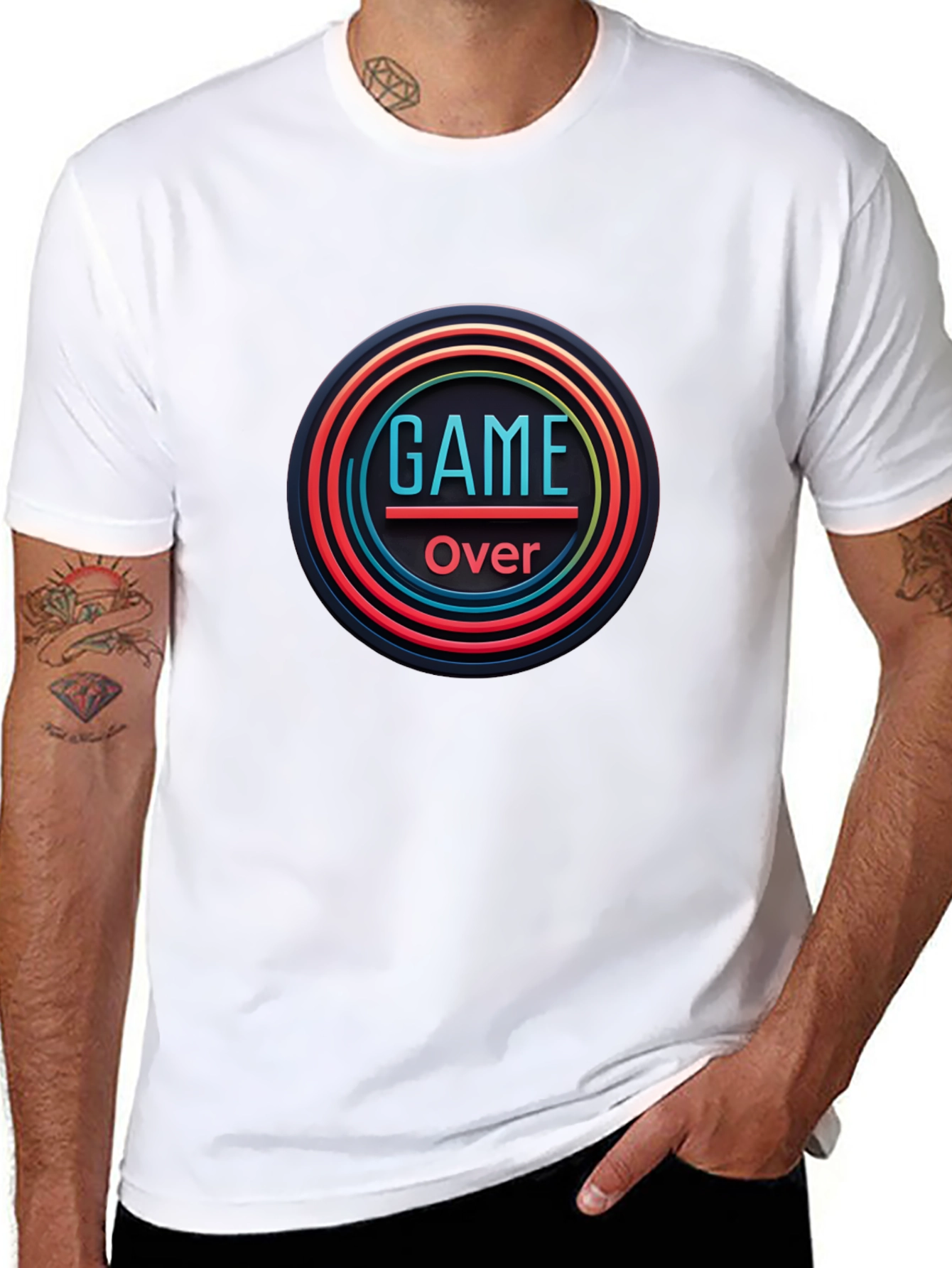 Game Over Graphic Print Black T-Shirt