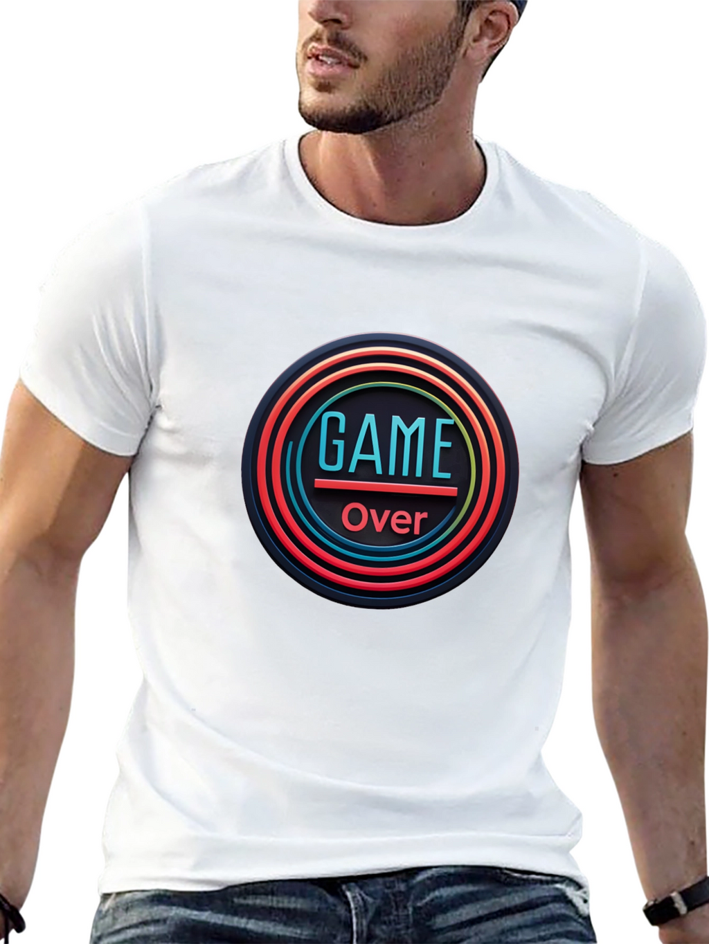Game Over Graphic Print Black T-Shirt