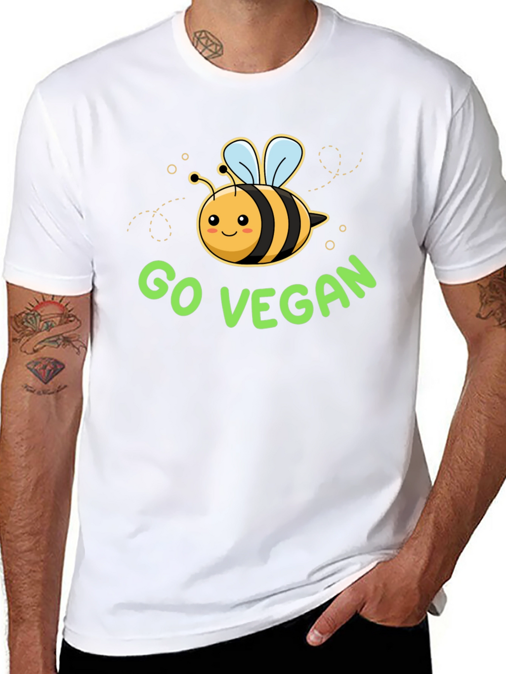 Go Vegan Bee Graphic T-Shirt