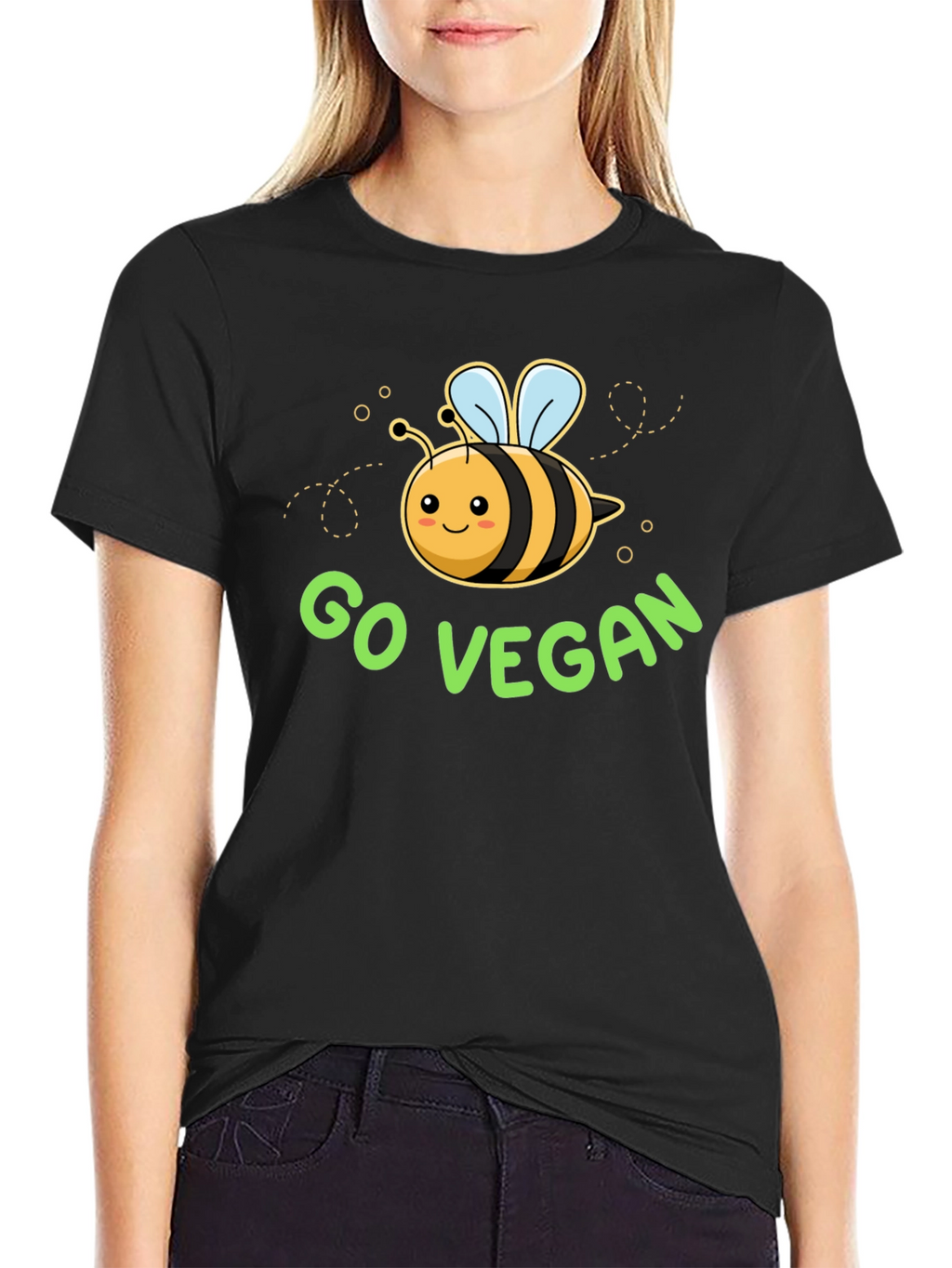Go Vegan Bee Graphic T-Shirt