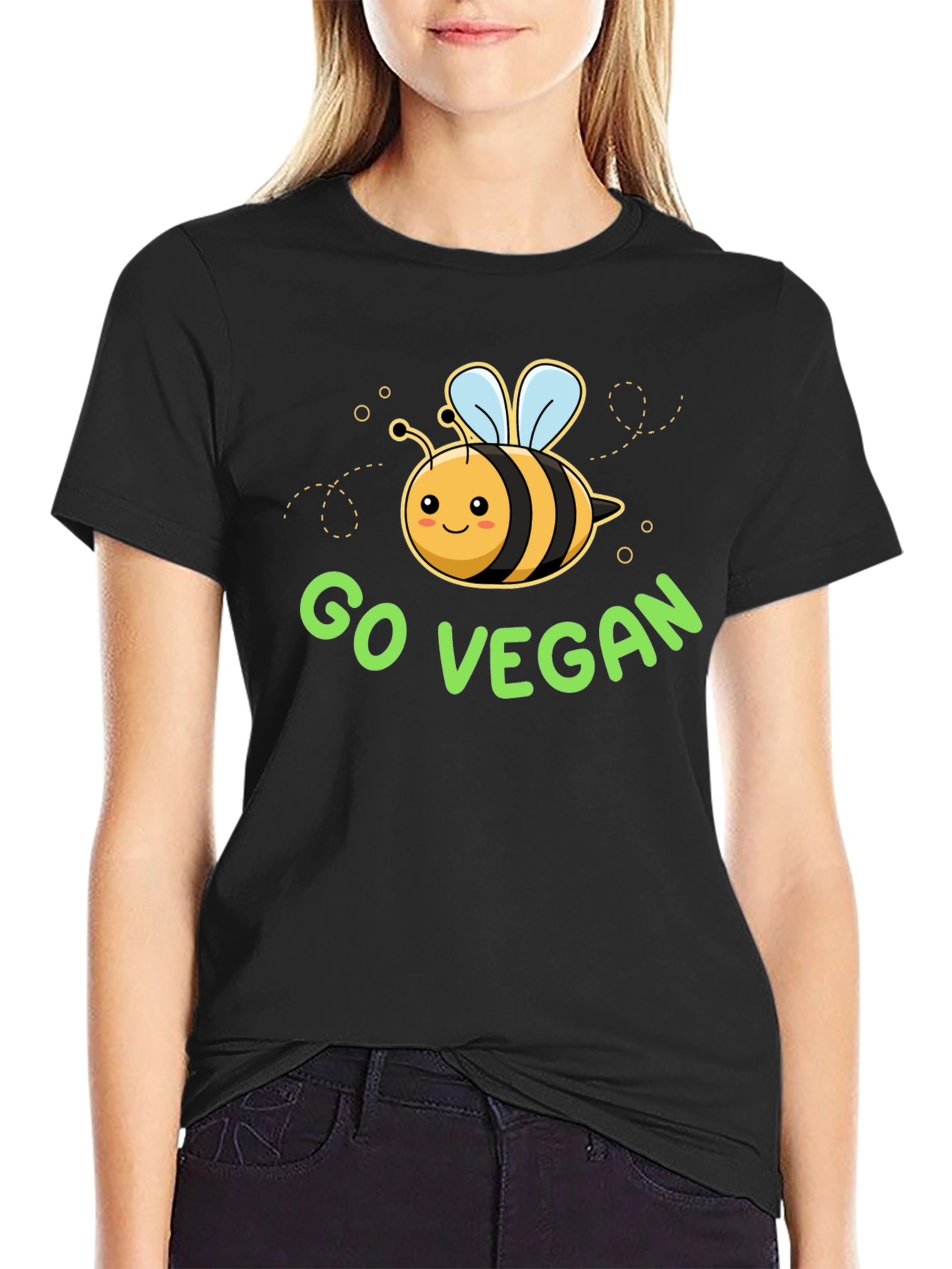 Go Vegan Bee Graphic T-Shirt