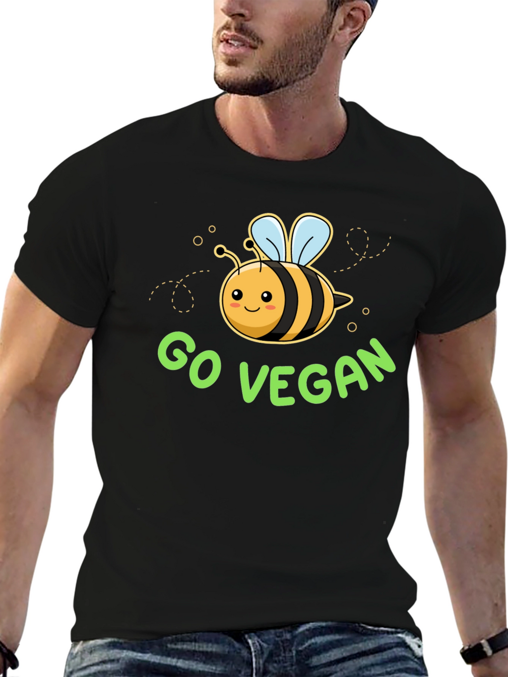 Go Vegan Bee Graphic T-Shirt