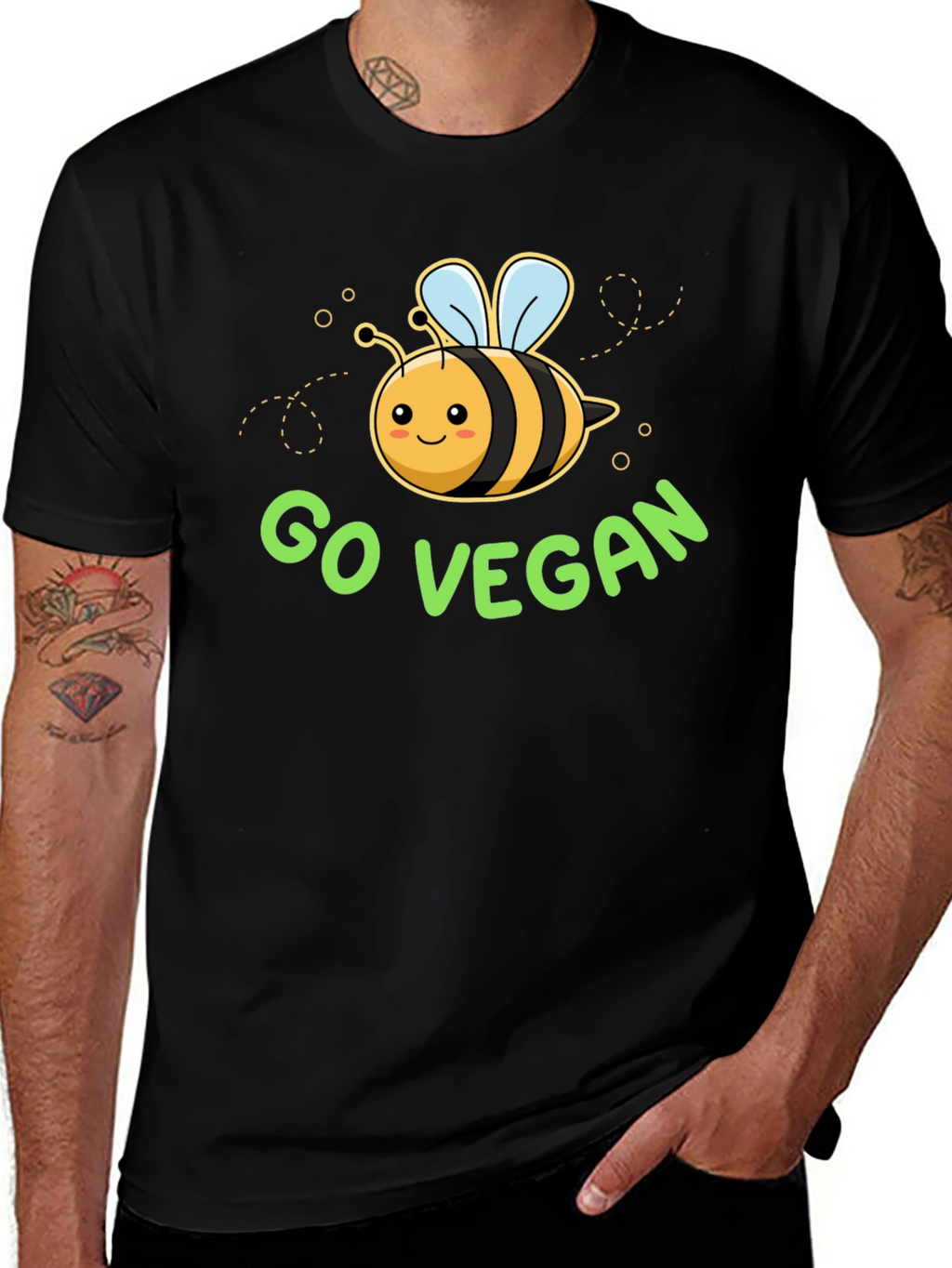 Go Vegan Bee Graphic T-Shirt