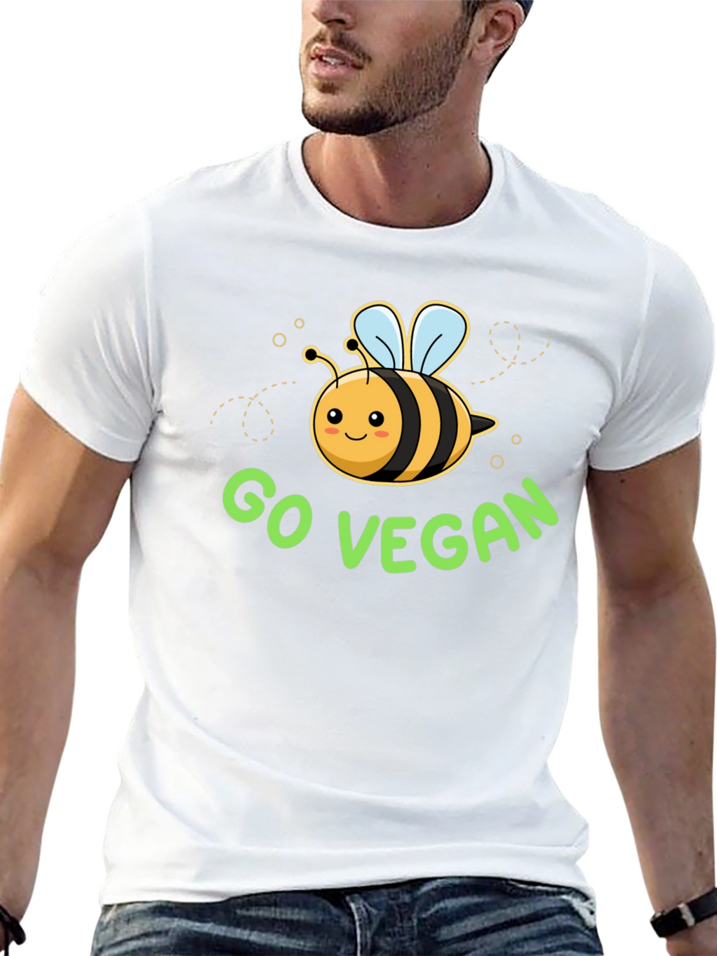 Go Vegan Bee Graphic T-Shirt