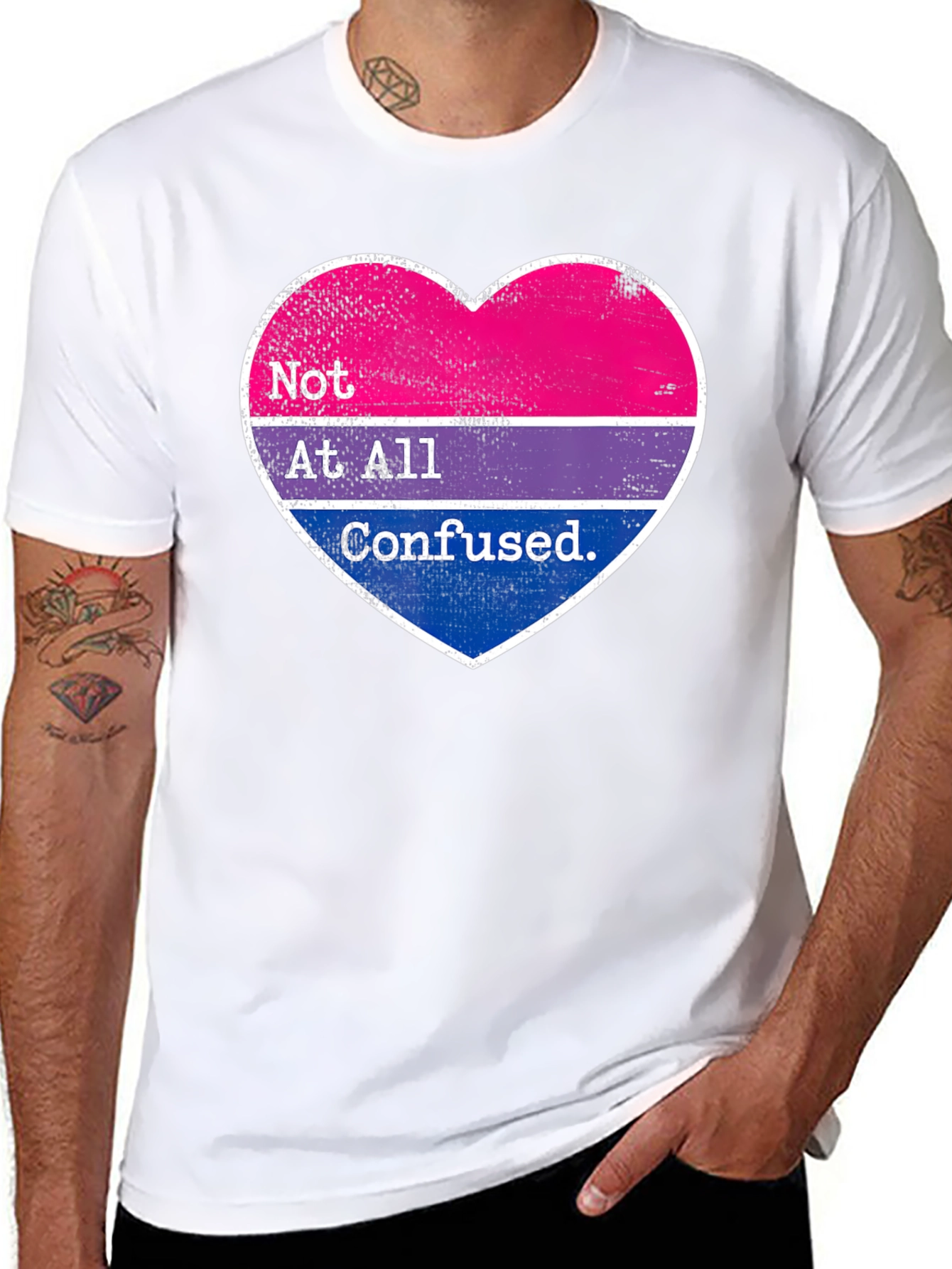 Bisexual Pride Heart T-Shirt - Not At All Confused Tee