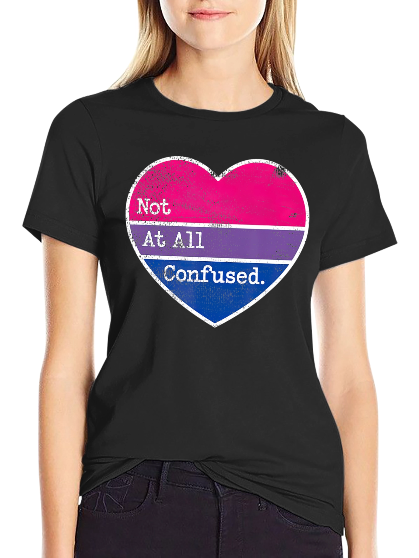 Bisexual Pride Heart T-Shirt - Not At All Confused Tee