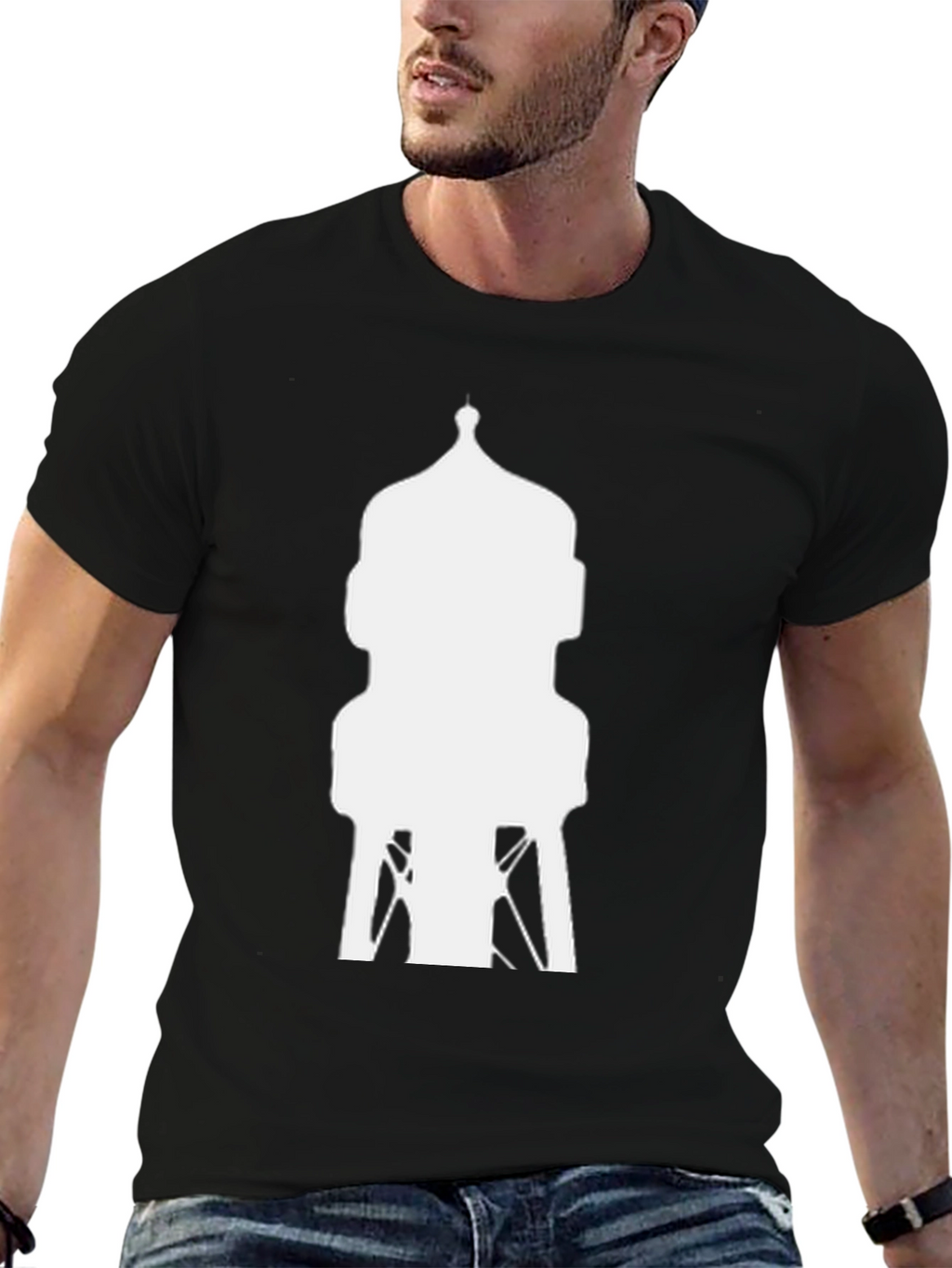 Water Tower Graphic Tee - Cool Black Shirt