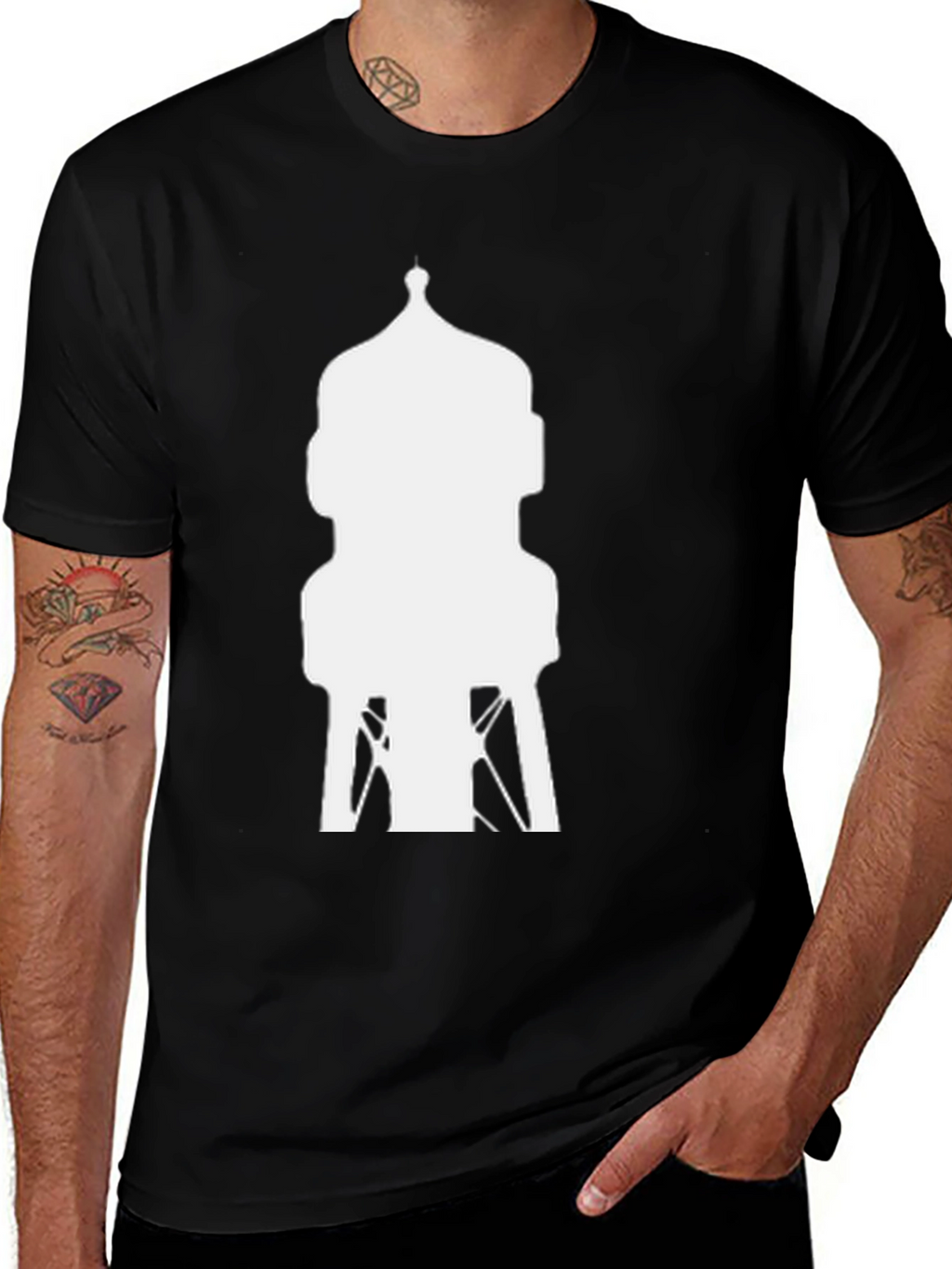 Water Tower Graphic Tee - Cool Black Shirt