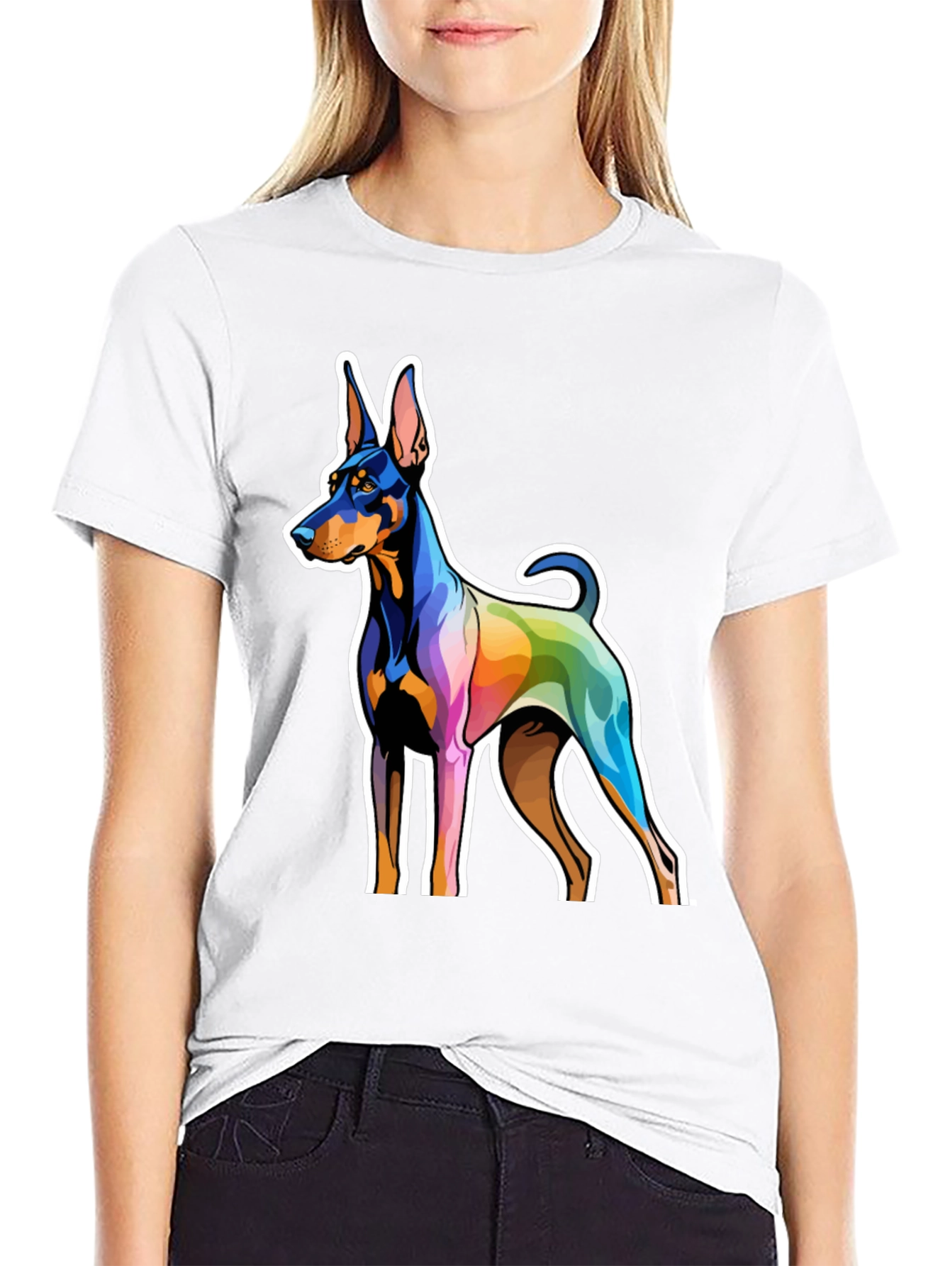 Colorful Dog Graphic Tee - Mens Black T-Shirt