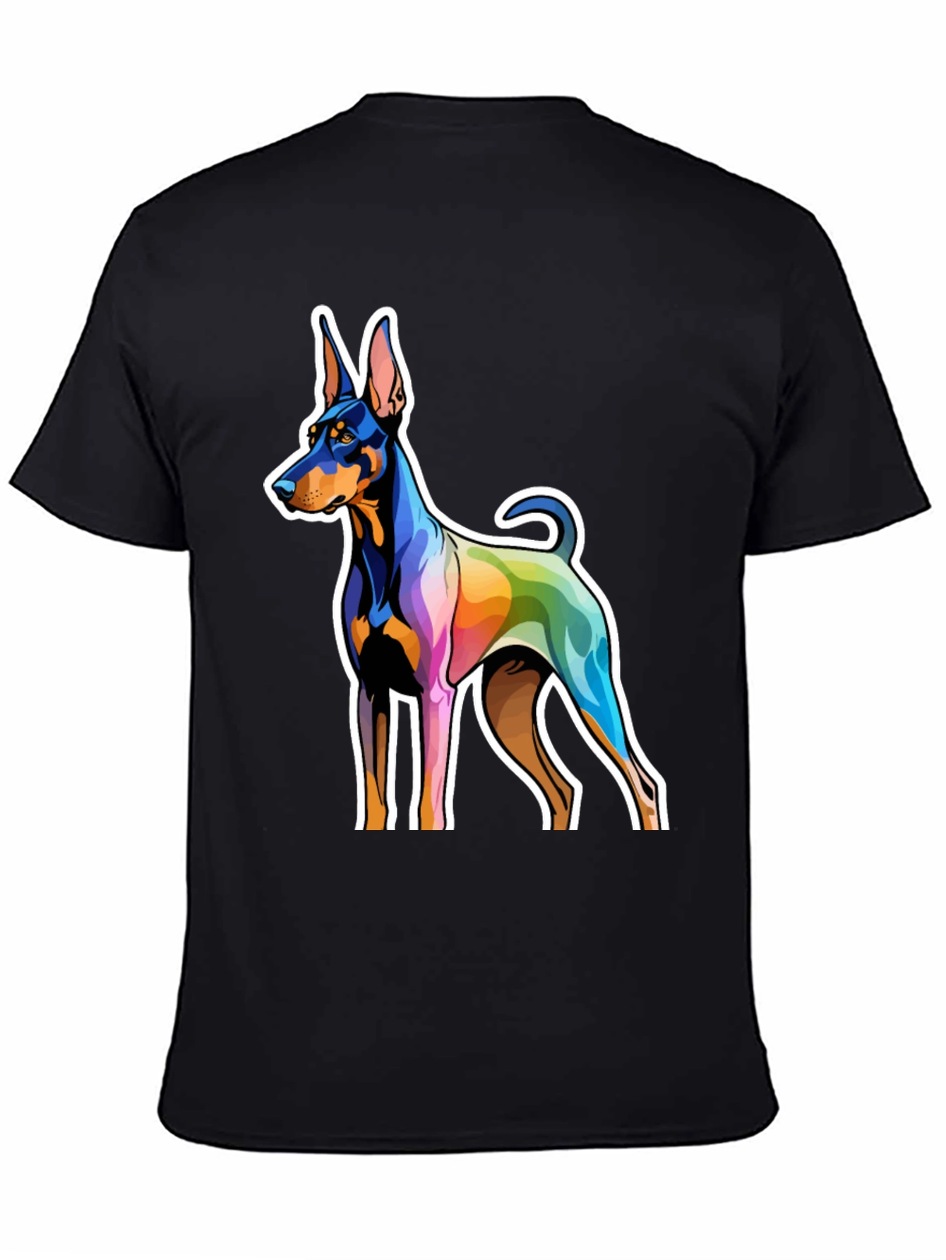 Colorful Dog Graphic Tee - Mens Black T-Shirt