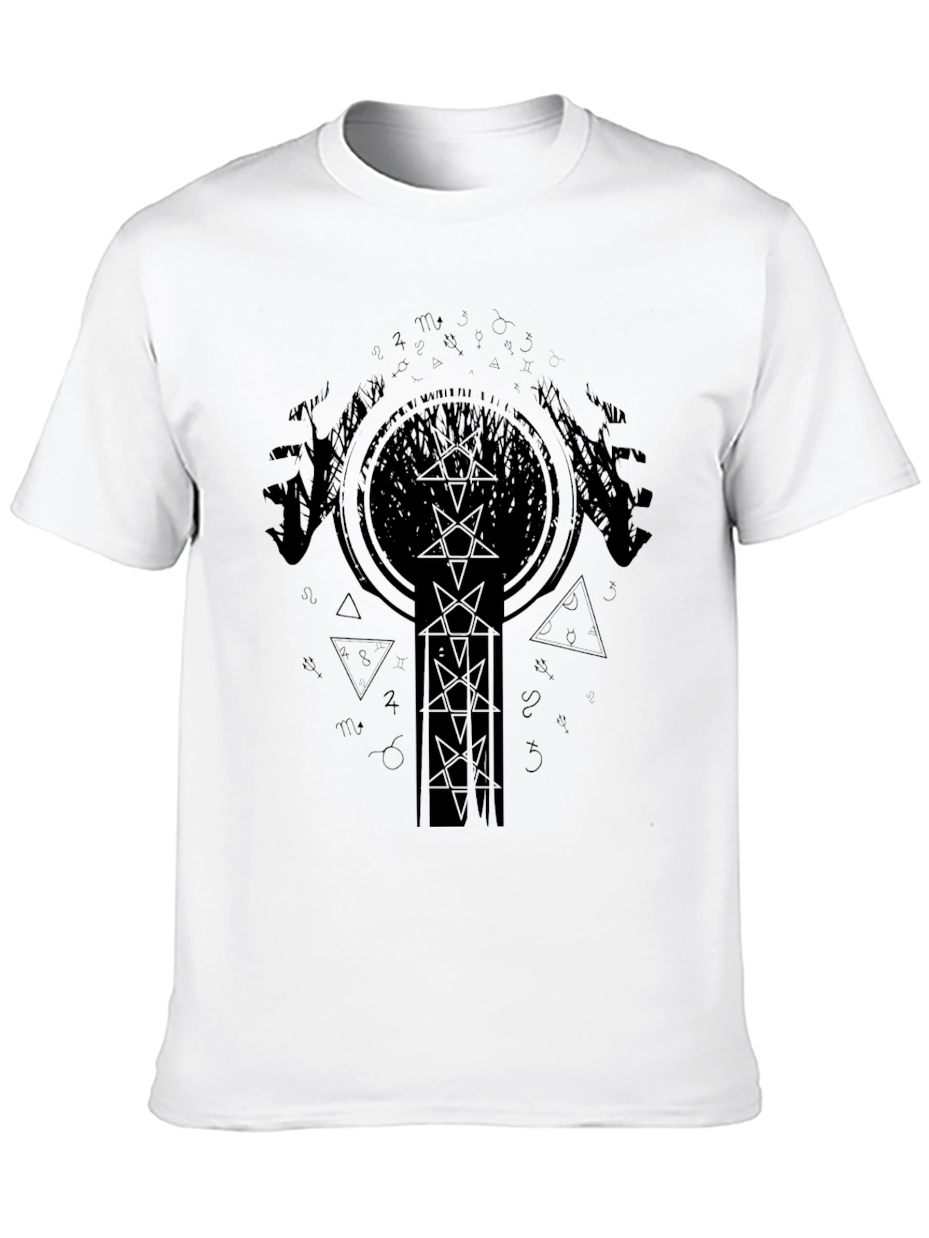 Mens Black Graphic Tee - Occult Design