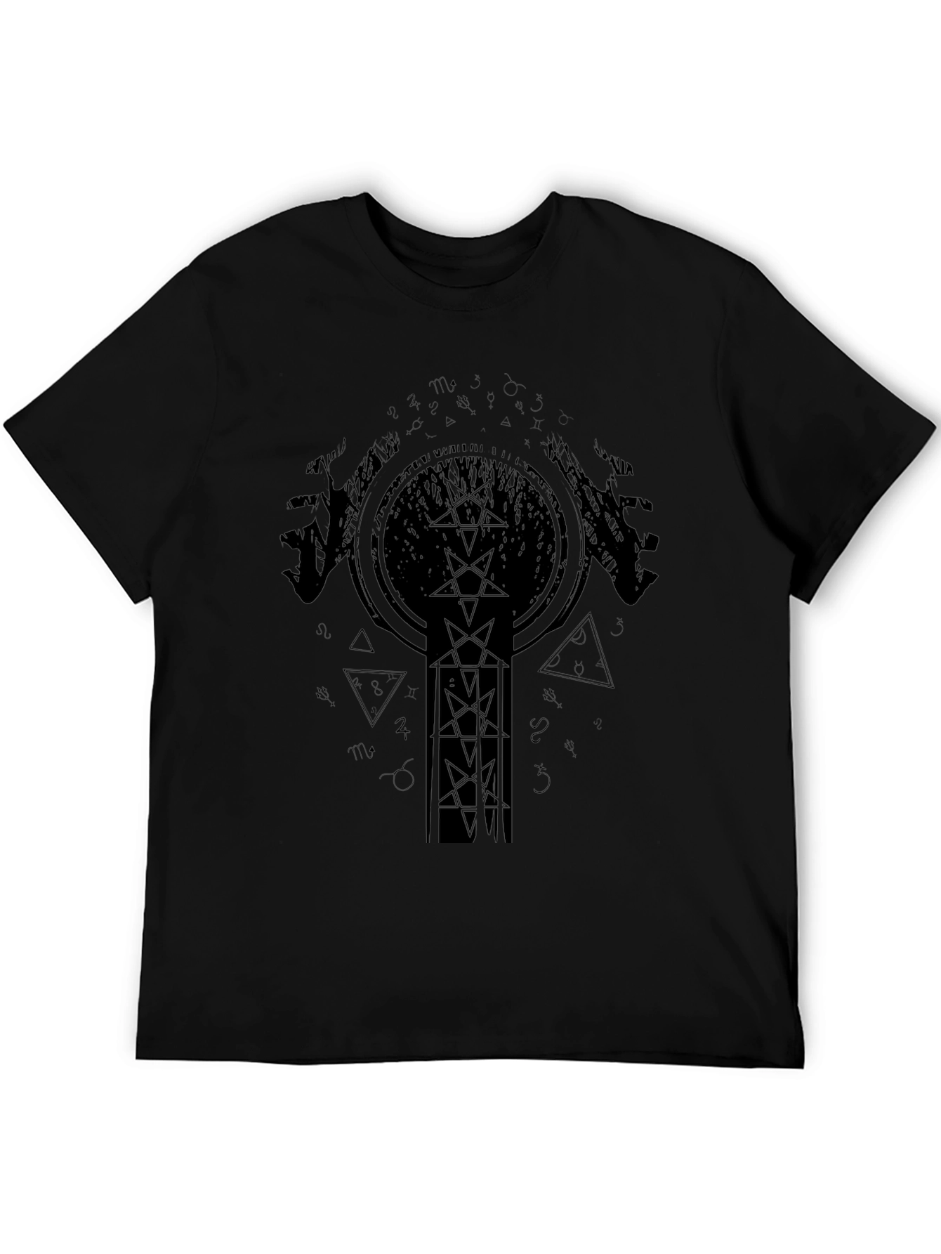 Mens Black Graphic Tee - Occult Design