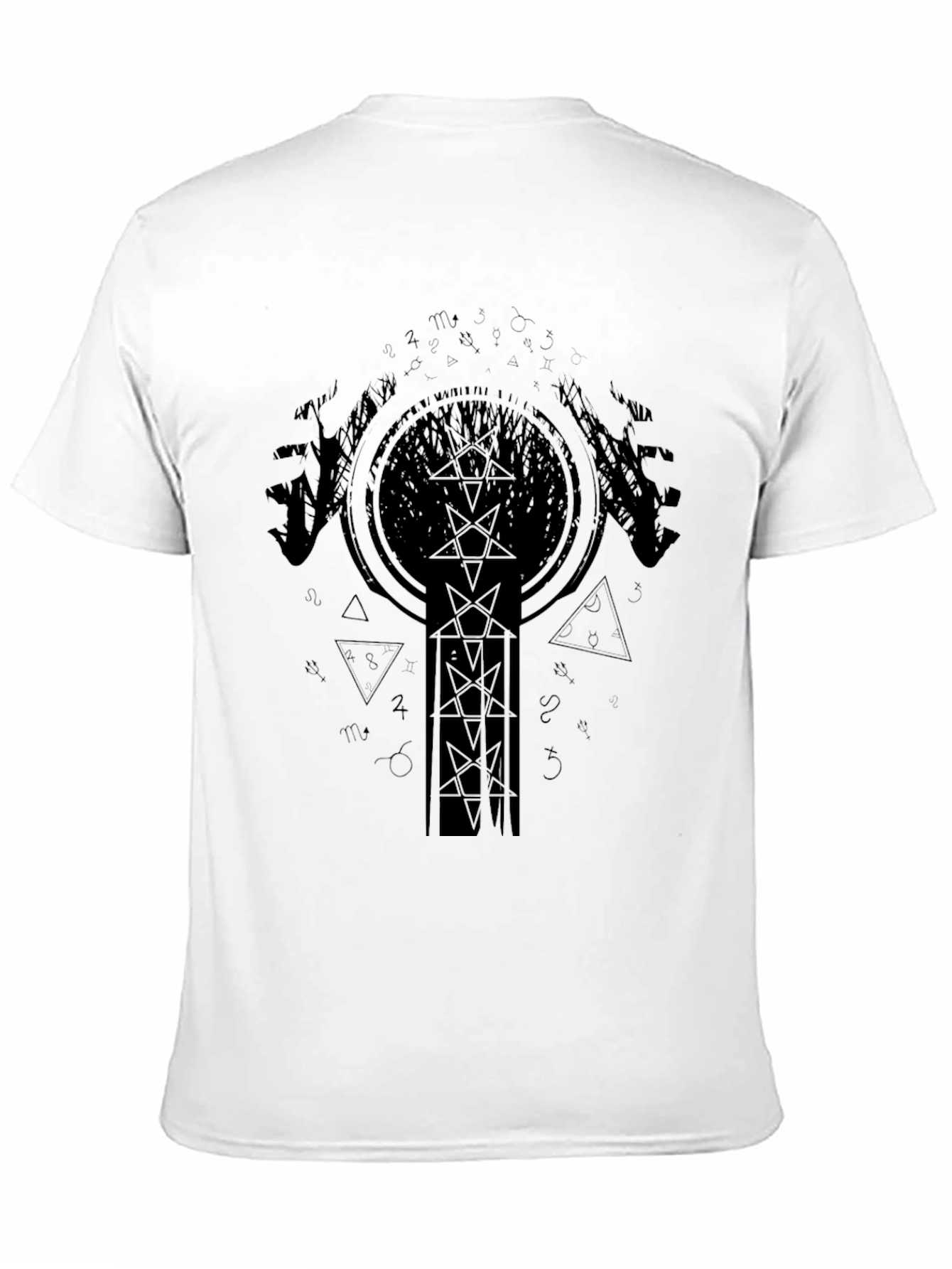Mens Black Graphic Tee - Occult Design