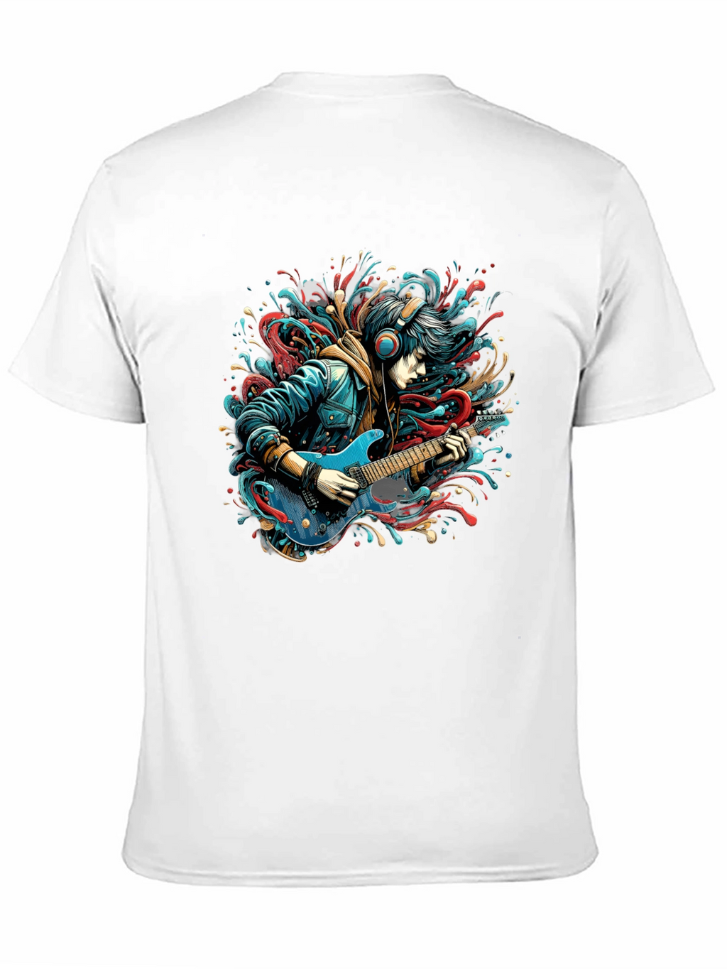 Guitar Player Graphic Print Black T-Shirt