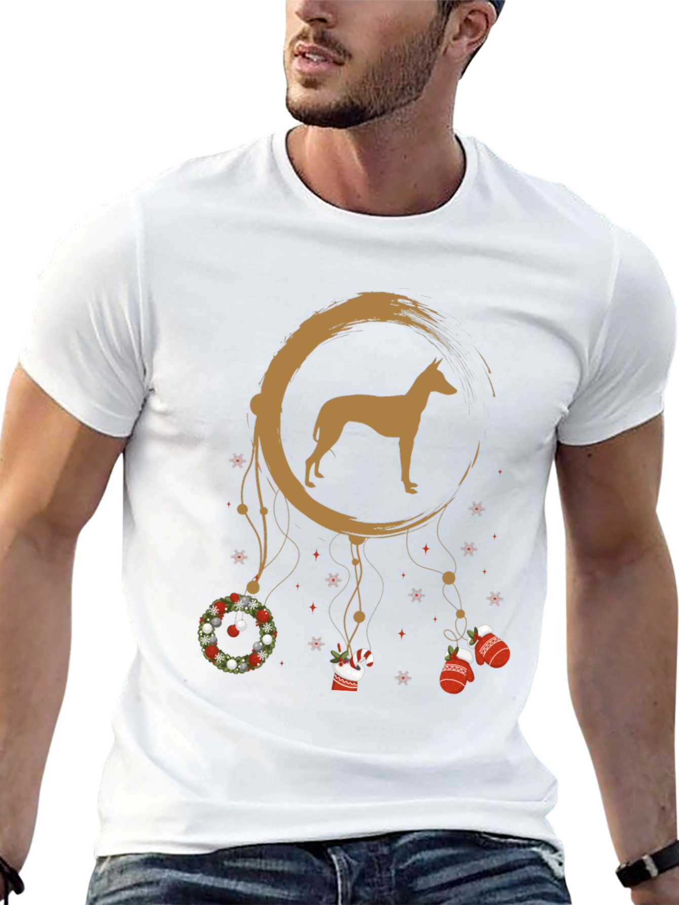 Holiday Dog Dreamcatcher T-Shirt – Festive Pet Lover Graphic Tee