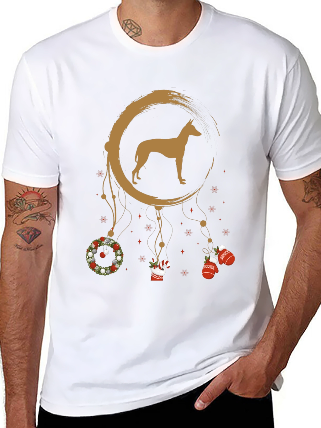 Holiday Dog Dreamcatcher T-Shirt – Festive Pet Lover Graphic Tee
