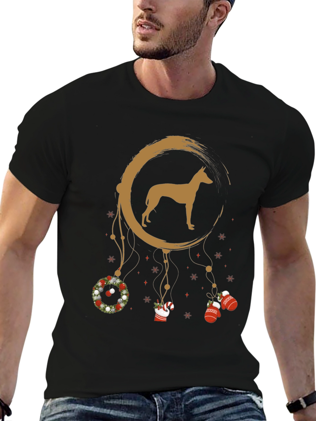 Holiday Dog Dreamcatcher T-Shirt – Festive Pet Lover Graphic Tee
