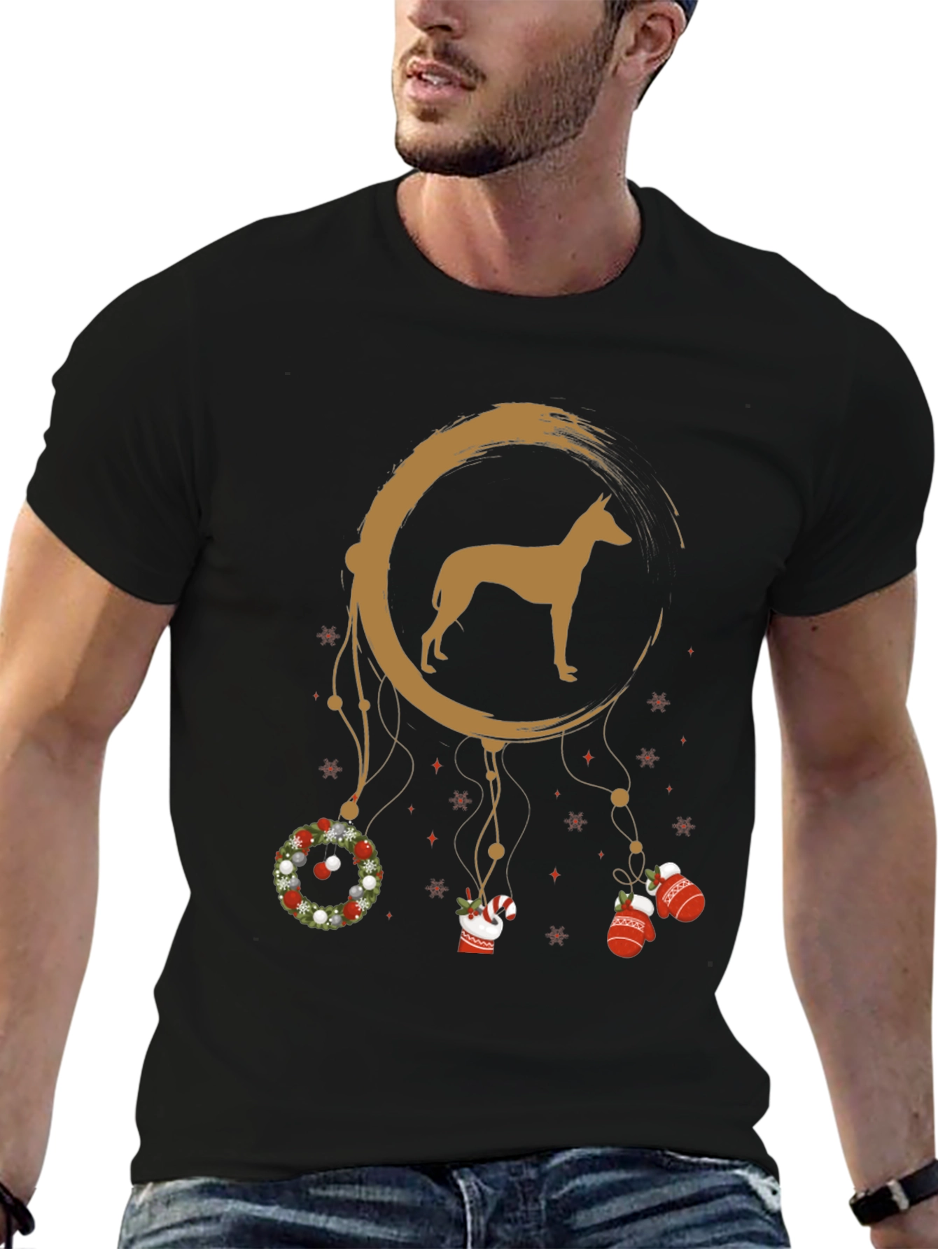 Holiday Dog Dreamcatcher T-Shirt – Festive Pet Lover Graphic Tee