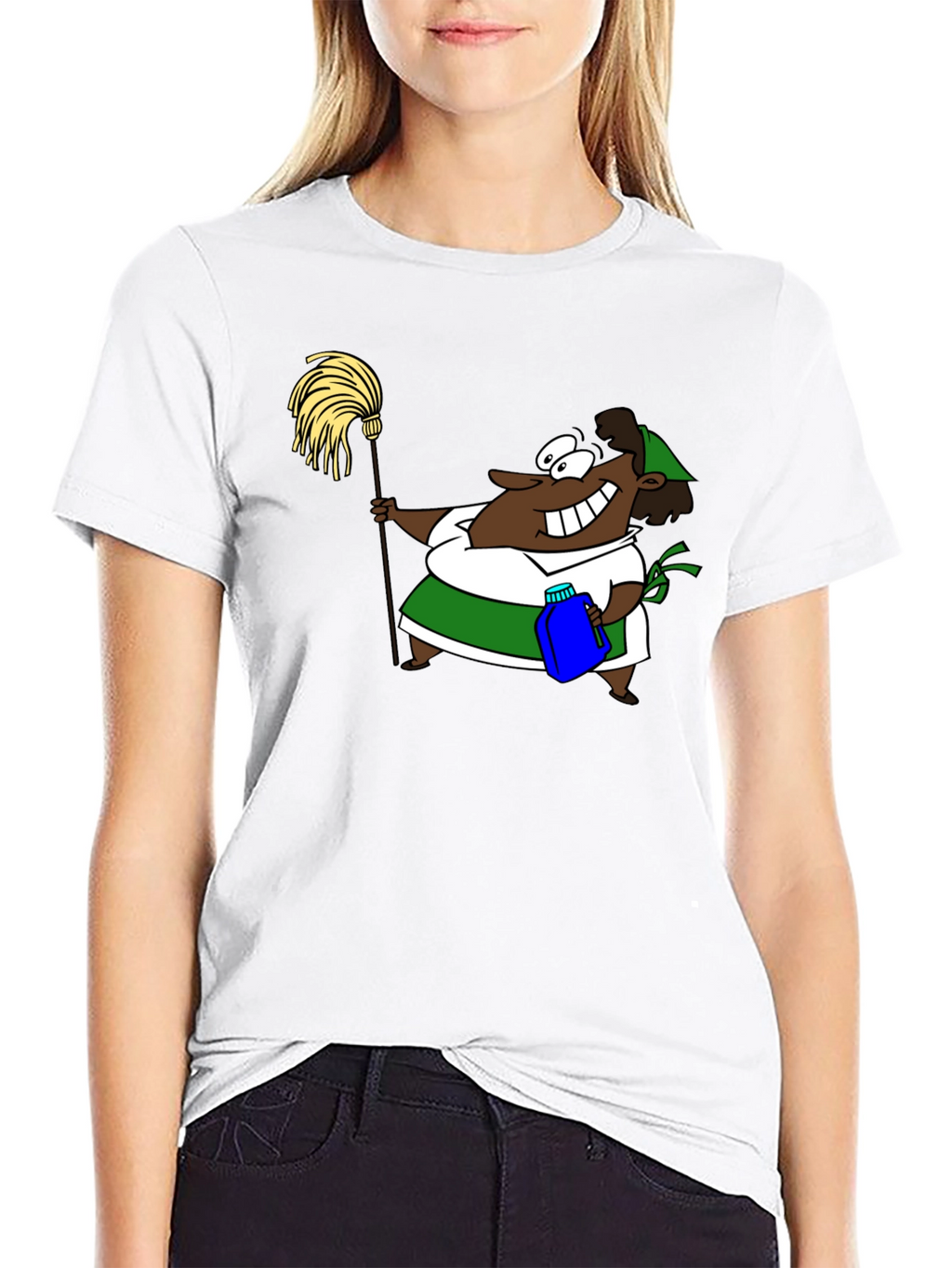 Cartoon Cleaning Lady Graphic Tee