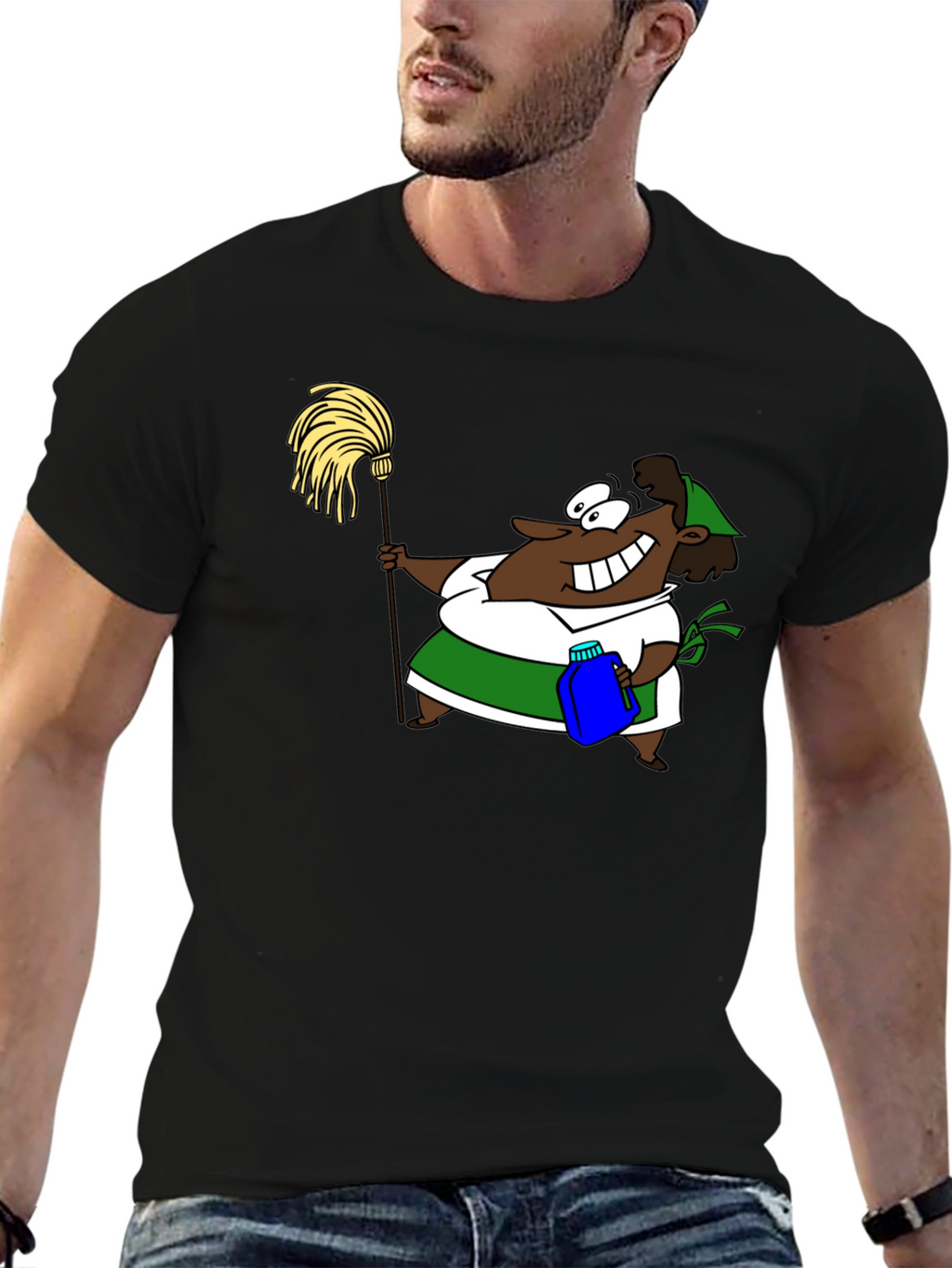 Cartoon Cleaning Lady Graphic Tee