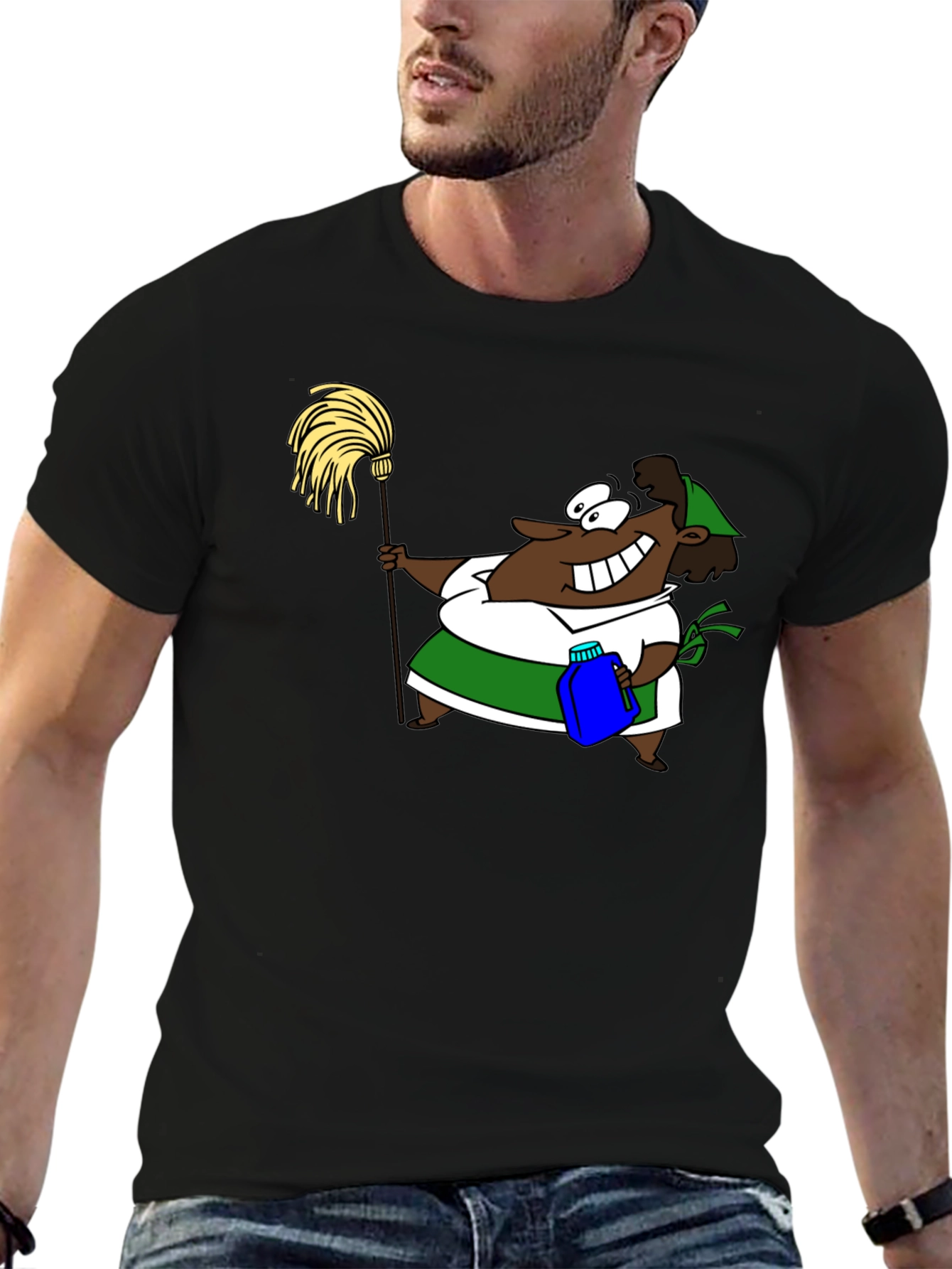 Cartoon Cleaning Lady Graphic Tee