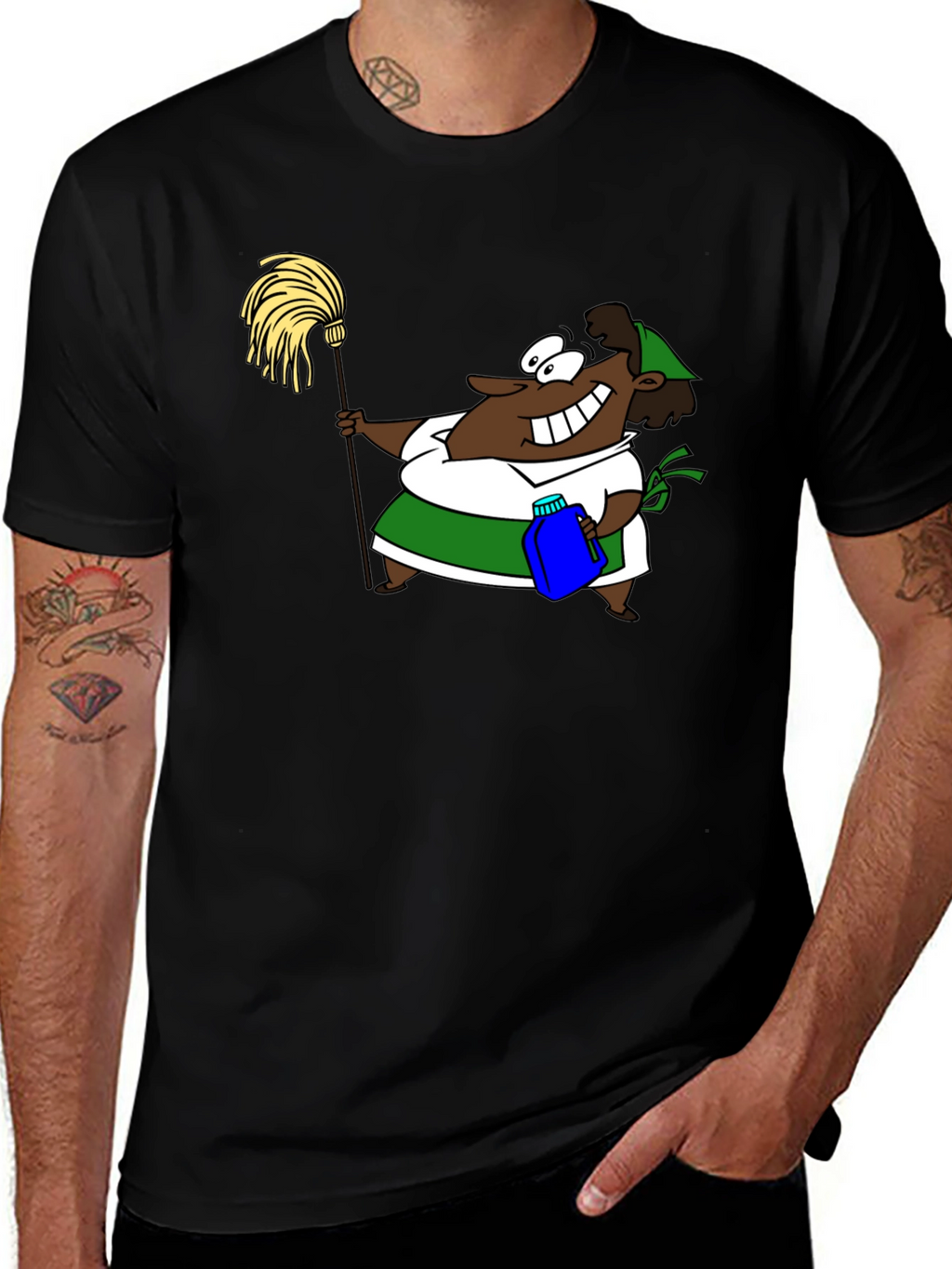 Cartoon Cleaning Lady Graphic Tee