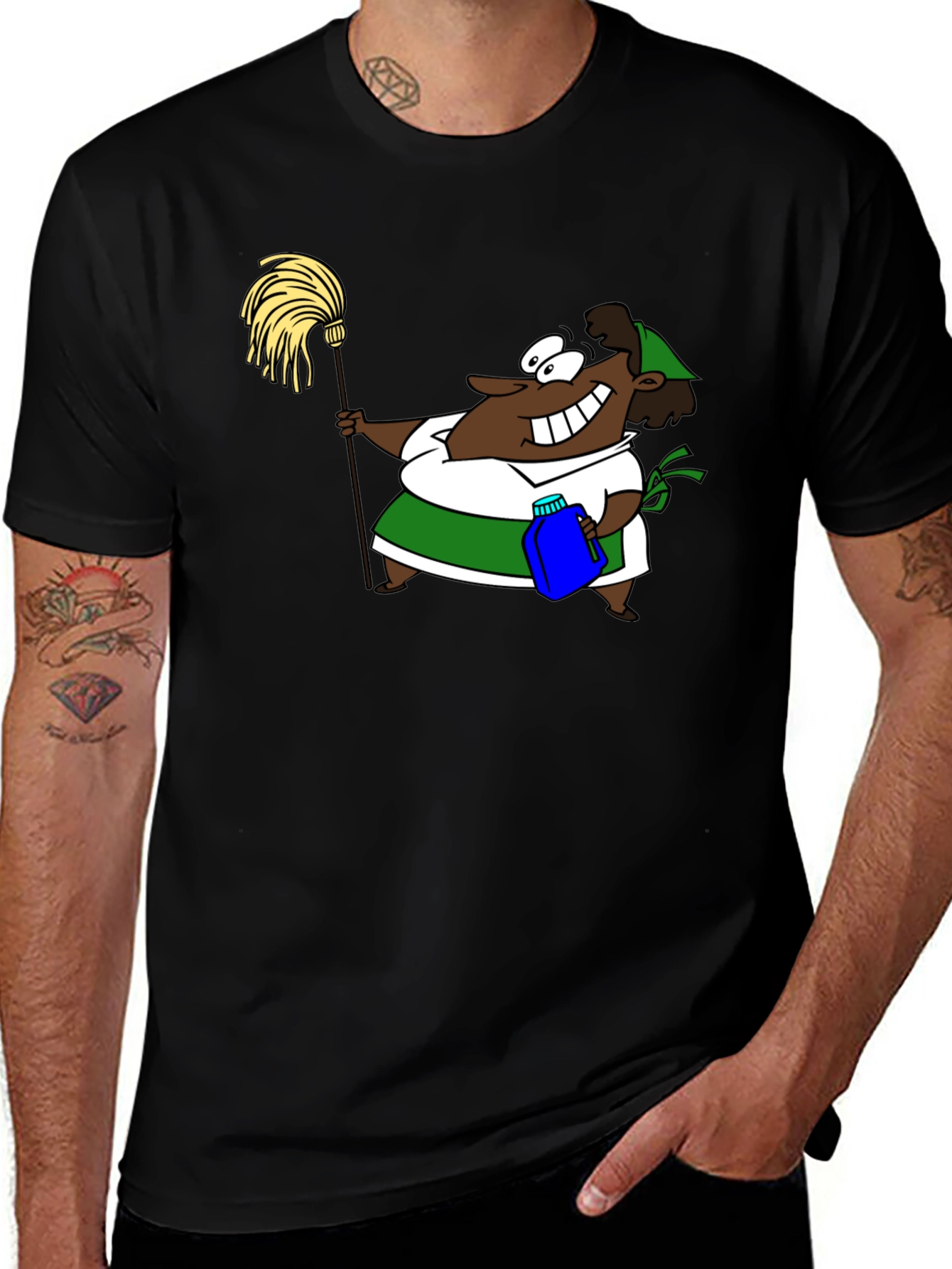 Cartoon Cleaning Lady Graphic Tee