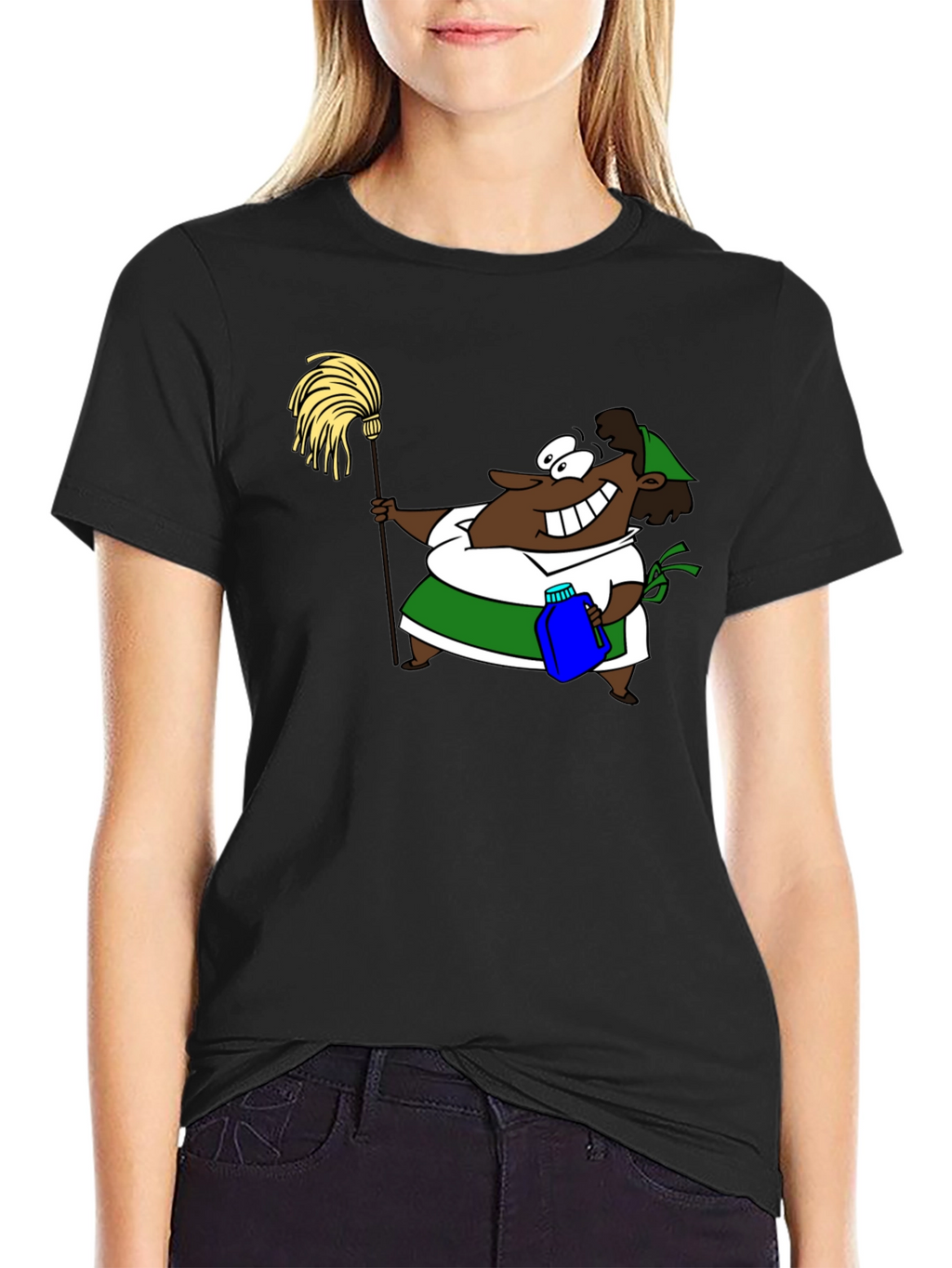 Cartoon Cleaning Lady Graphic Tee
