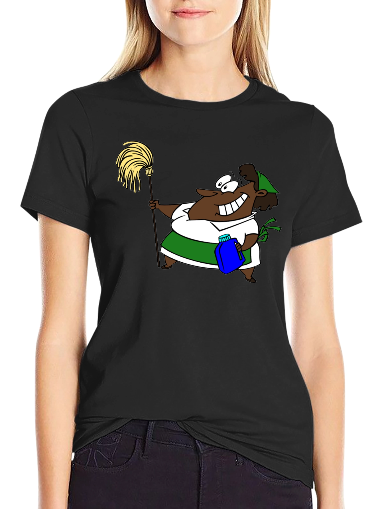 Cartoon Cleaning Lady Graphic Tee
